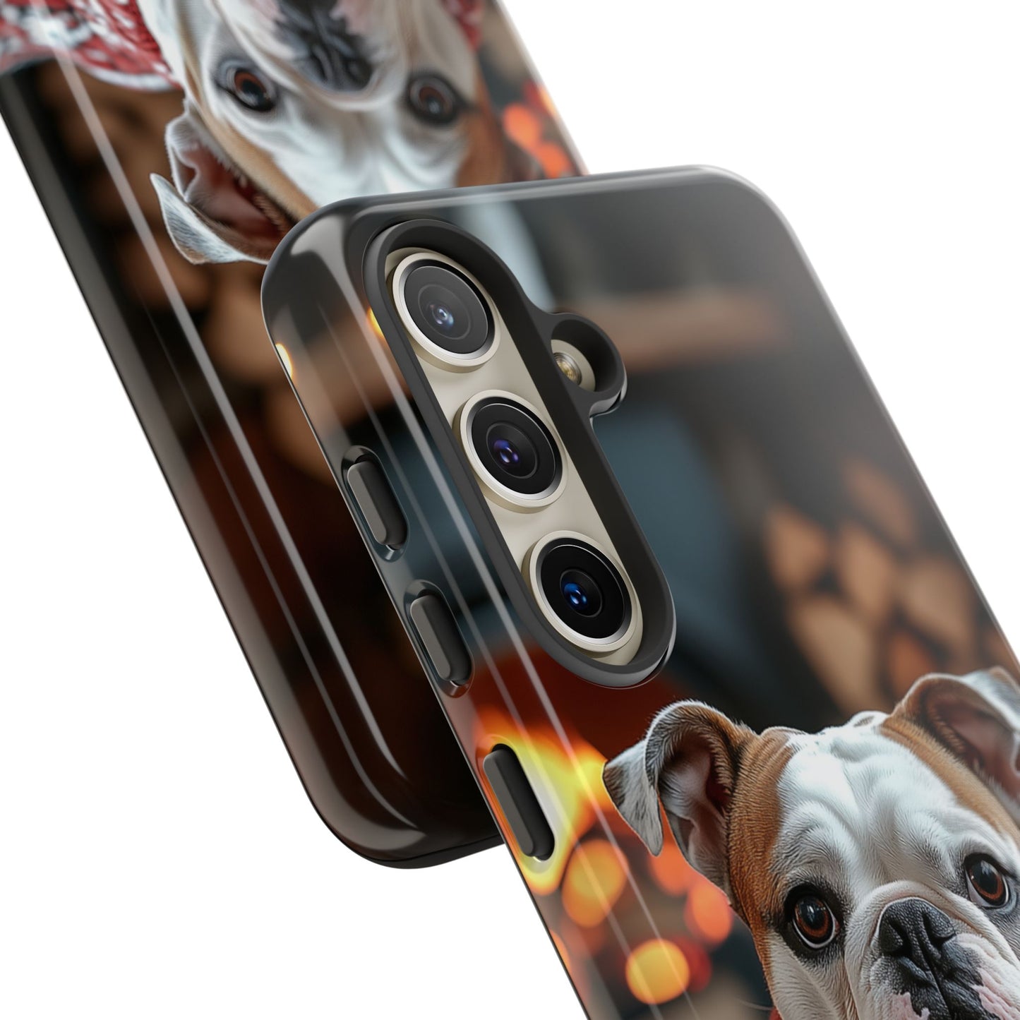Cozy Bulldog in Sweater Samsung Galaxy Case – Festive Fireplace Protective Cove