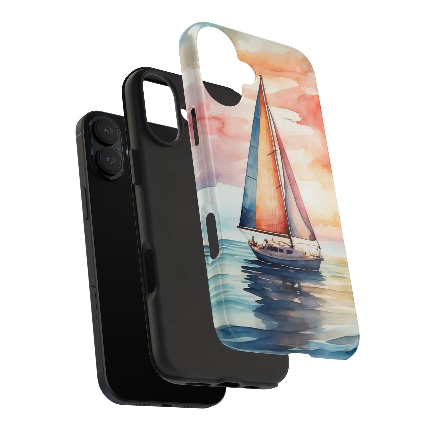 Sailboat Sunset iPhone Case – Vibrant Watercolor Design