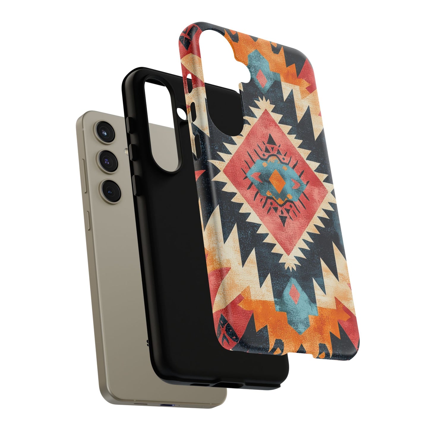 Bold Aztec Pattern Tough Samsung Galaxy Case – Vibrant Geometric Design, Dual-Layer Protection