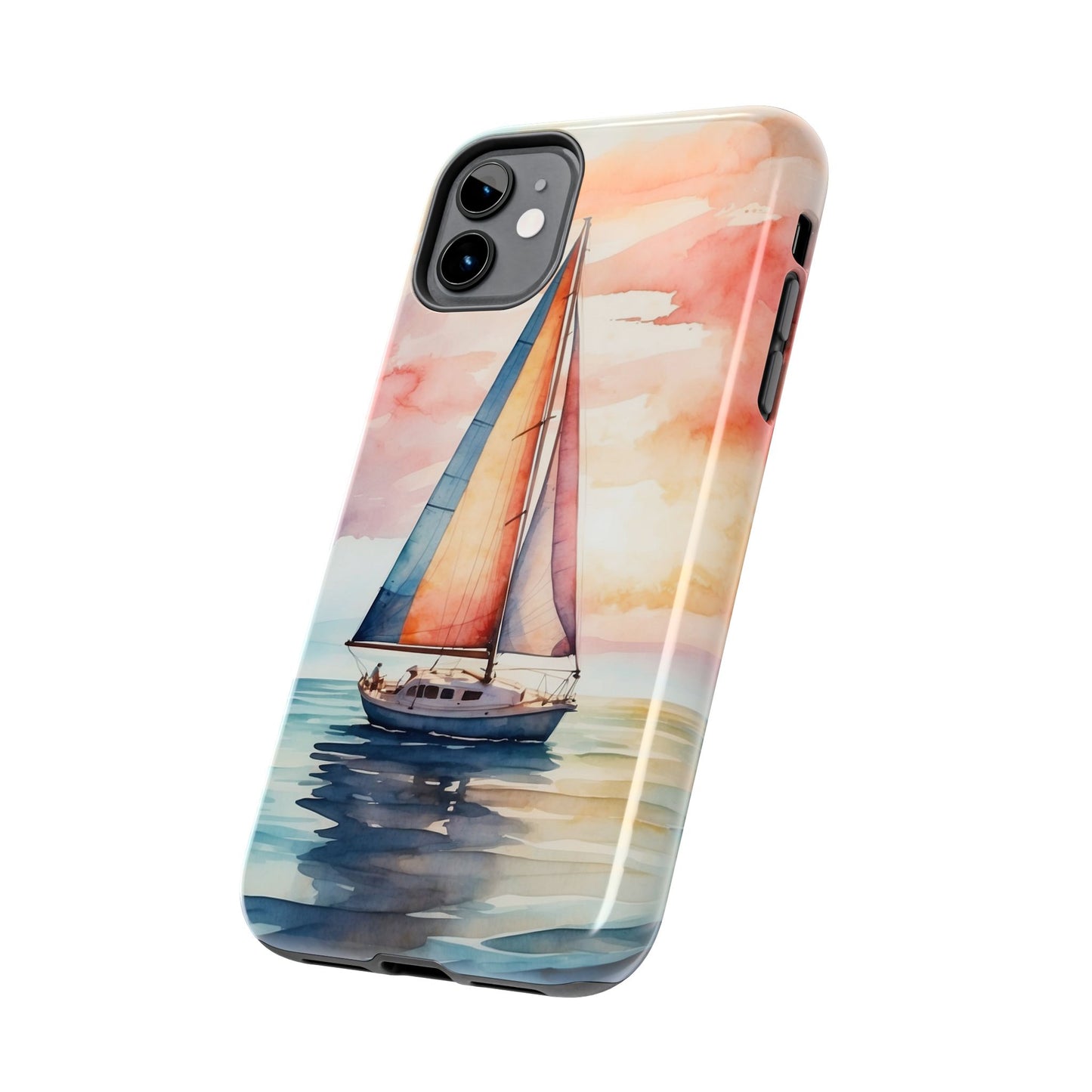 Sailboat Sunset iPhone Case – Vibrant Watercolor Design