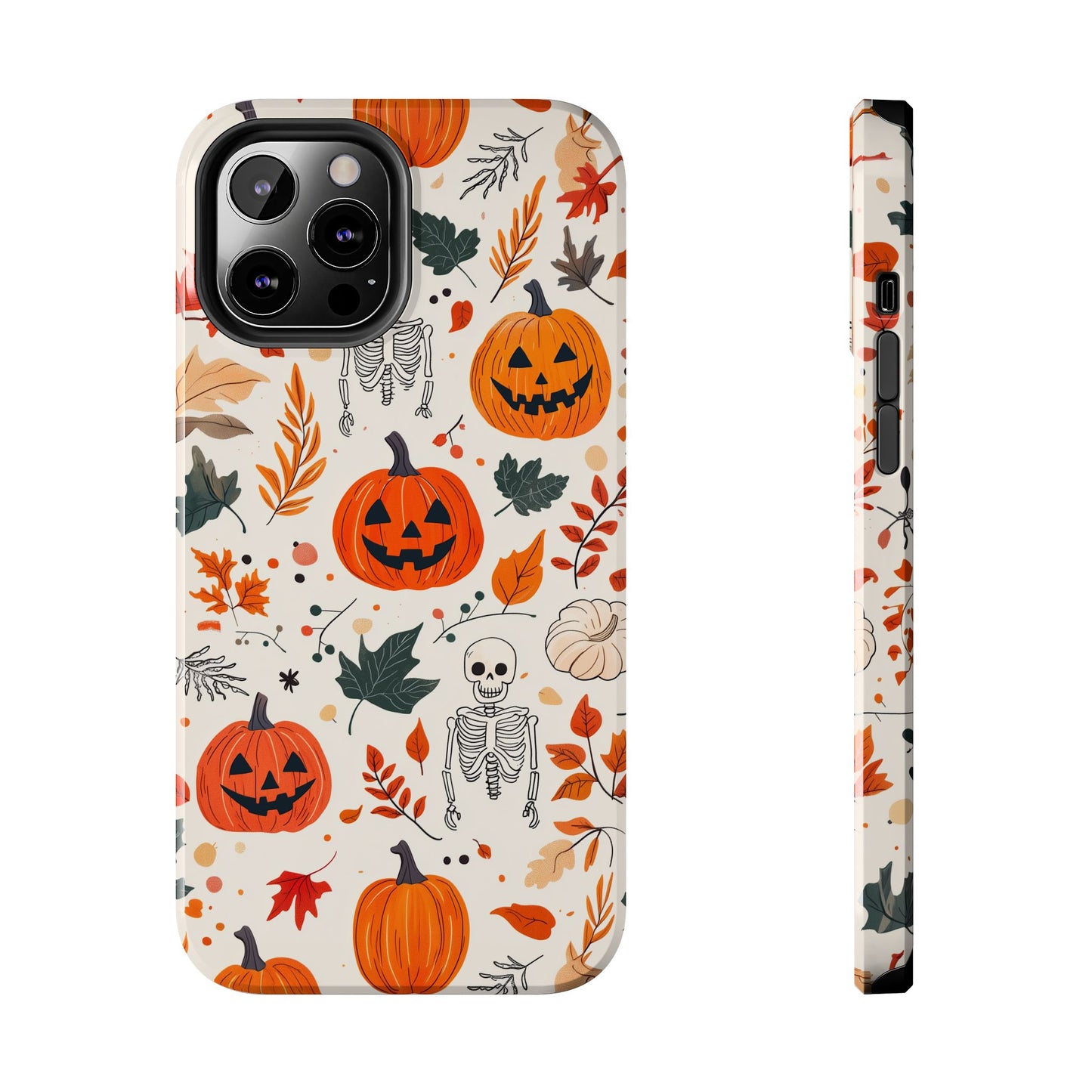 Halloween Pumpkin & Skeleton iPhone Case – Spooky Autumn Design