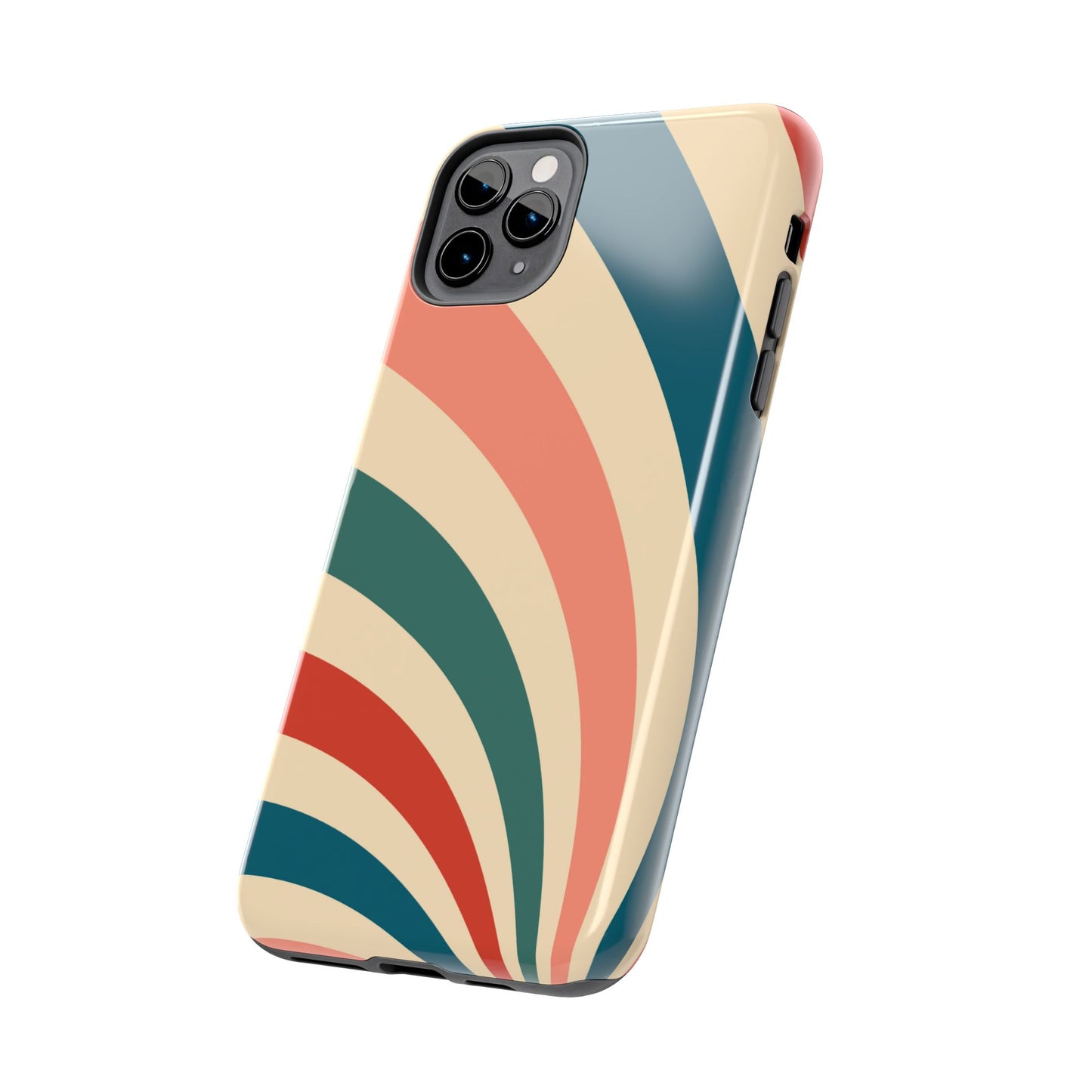 Retro Sunburst Swirl iPhone Case – Dual-Layer Protection with Bold 70s Vibes