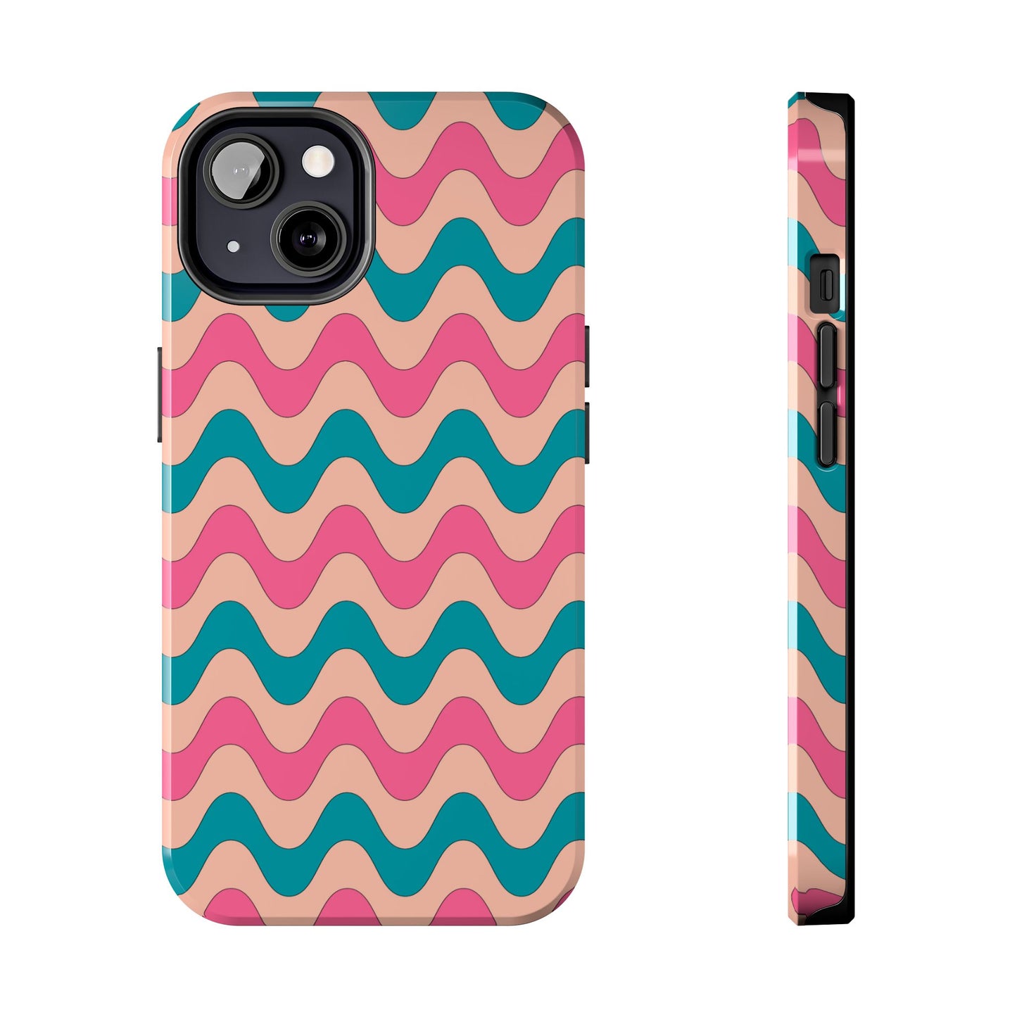 Retro Waves Pattern iPhone Case – Shockproof Design with Dual-Layer Protection