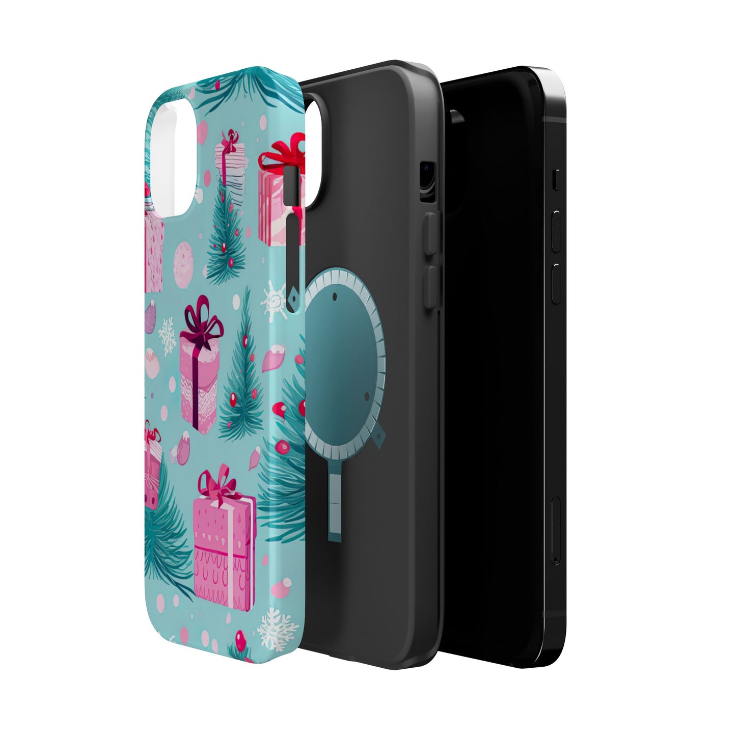 Festive Pink Christmas Gifts and Evergreen MagSafe iPhone Case – Holiday Theme, Protective Cover
