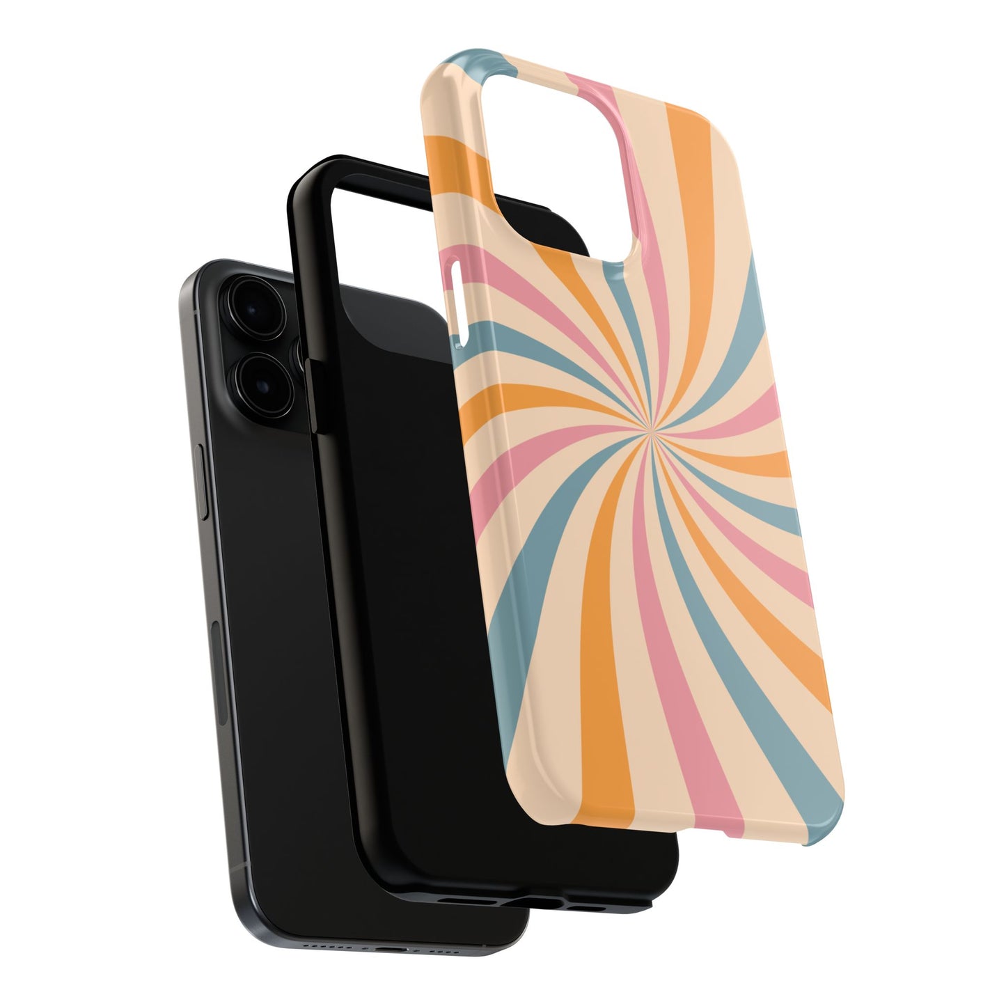 Retro Swirl Pattern iPhone Case – Bold 70s Vibe in Pink, Orange, and Teal