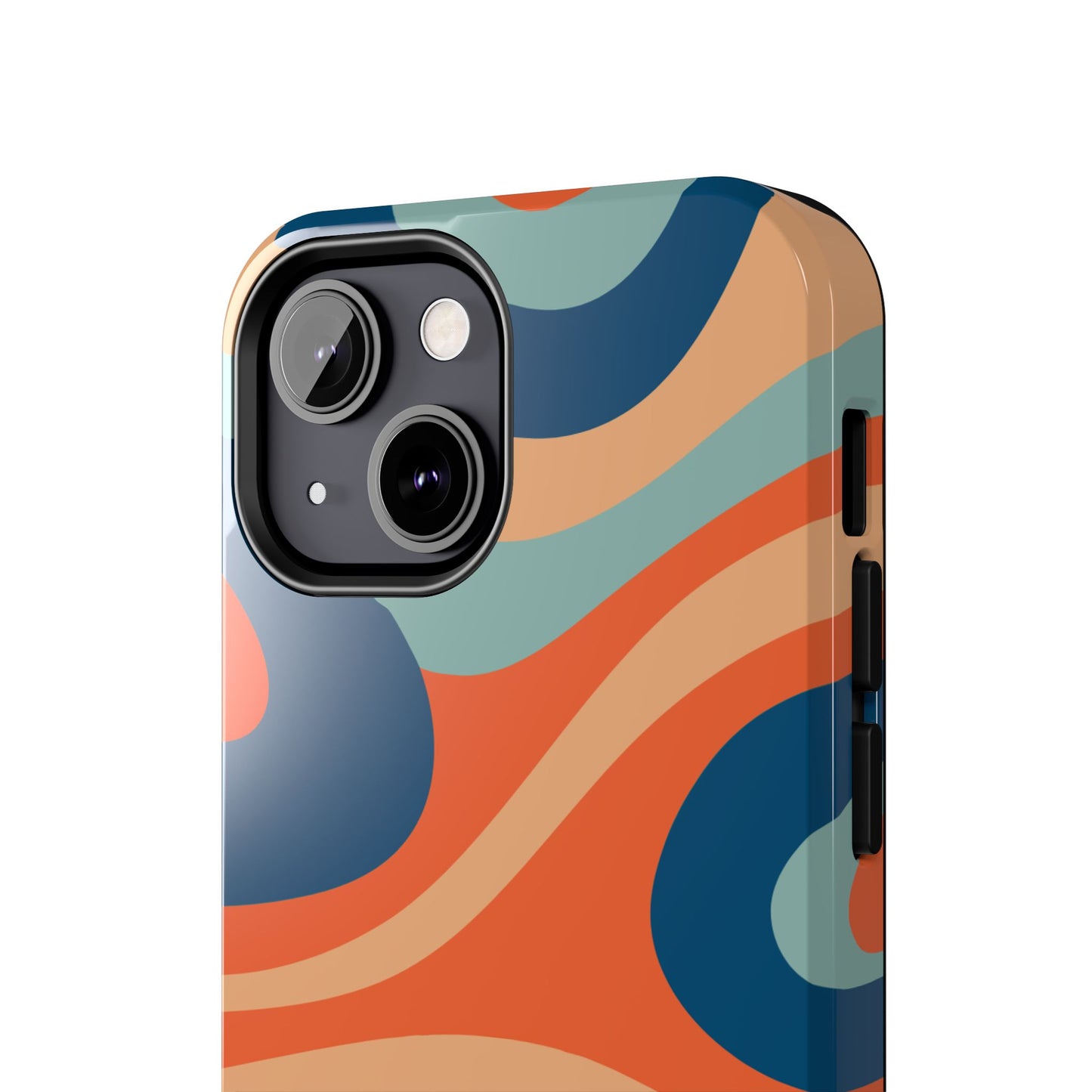 Retro Vibe Wavy Stripes iPhone Case – 70s-Inspired in Teal, Orange, and Rust