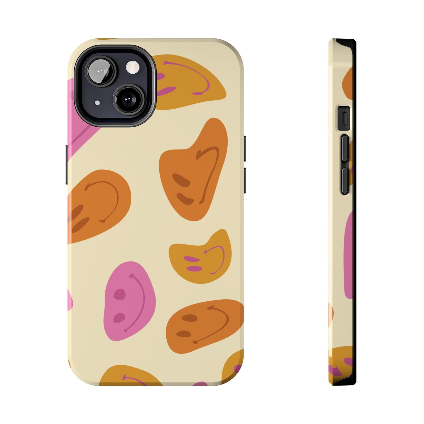 Retro Smiley Faces iPhone Case – Shockproof, Matte Finish, Dual-Layer Protection