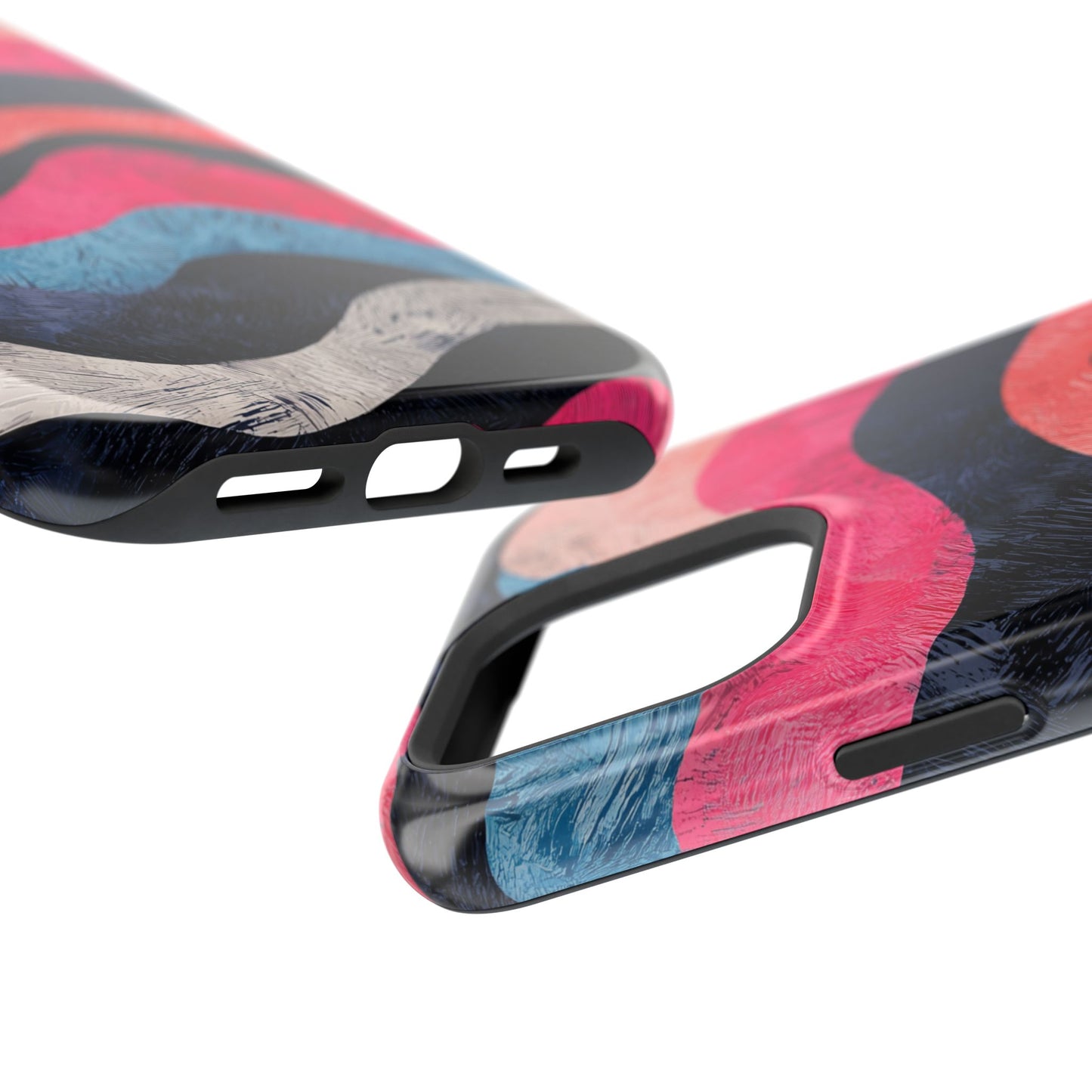 Abstract Wave Pattern MagSafe iPhone Case – Shockproof, Matte Finish, Dual-Layer Protection