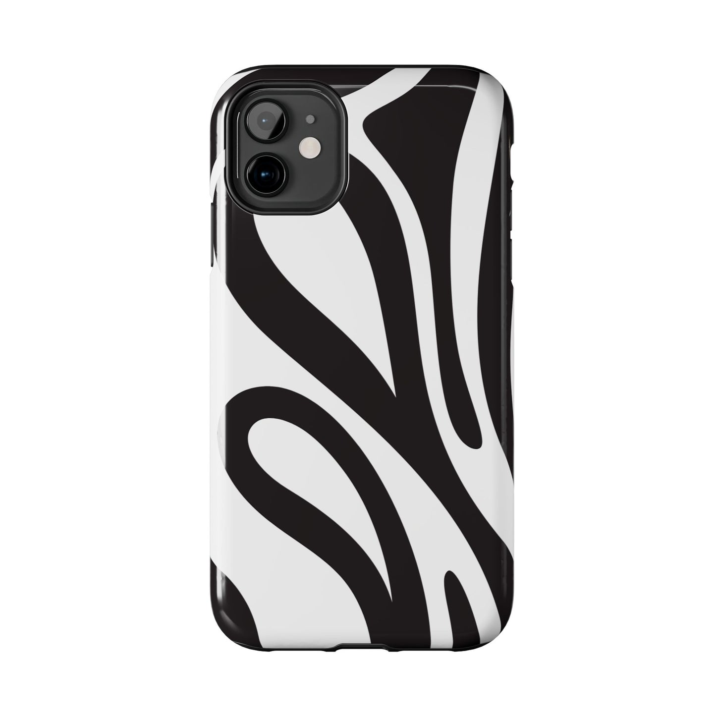 Modern Black and White Abstract Tough iPhone Case – Bold Graphic Pattern with Dual-Layer Protection