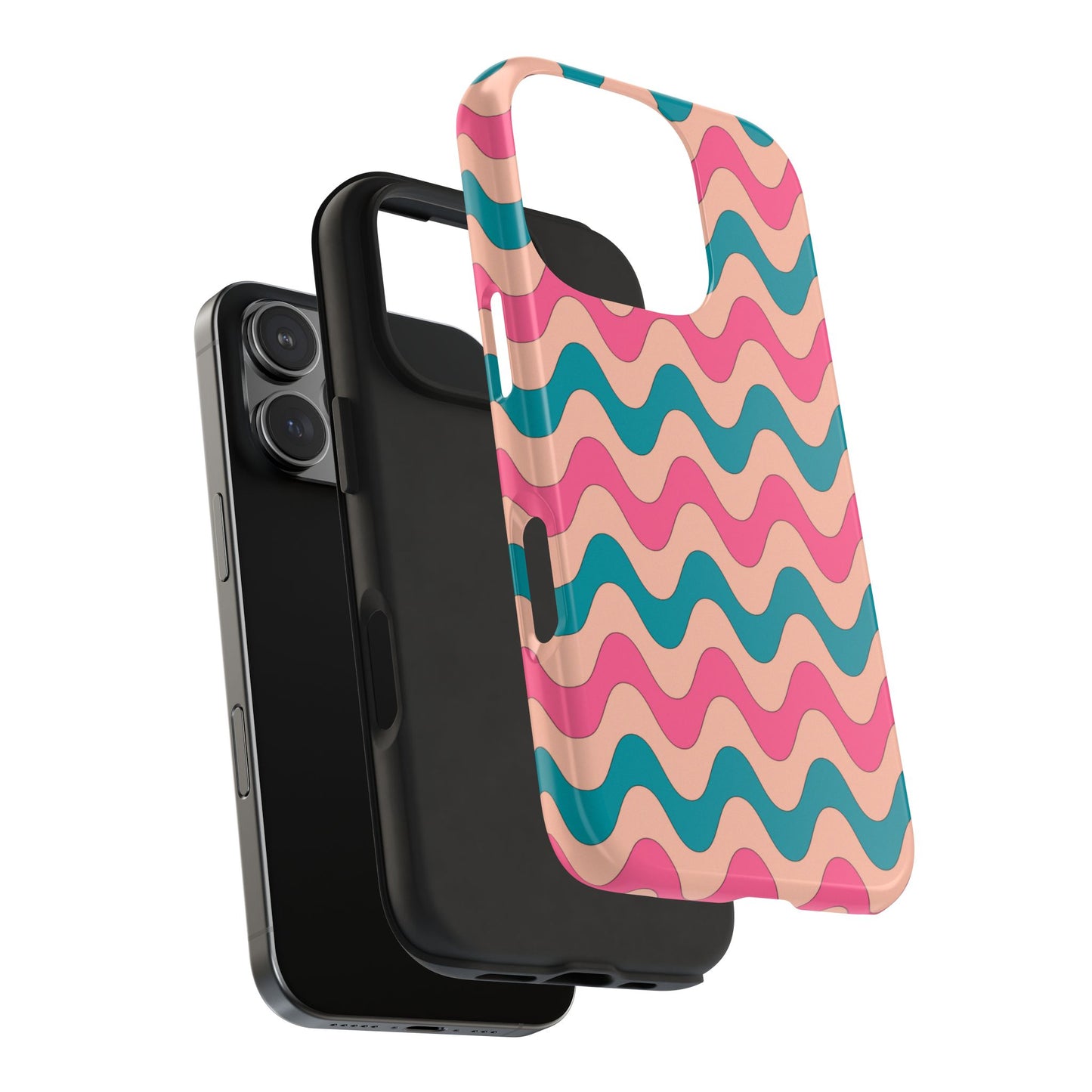 Retro Waves Pattern iPhone Case – Shockproof Design with Dual-Layer Protection