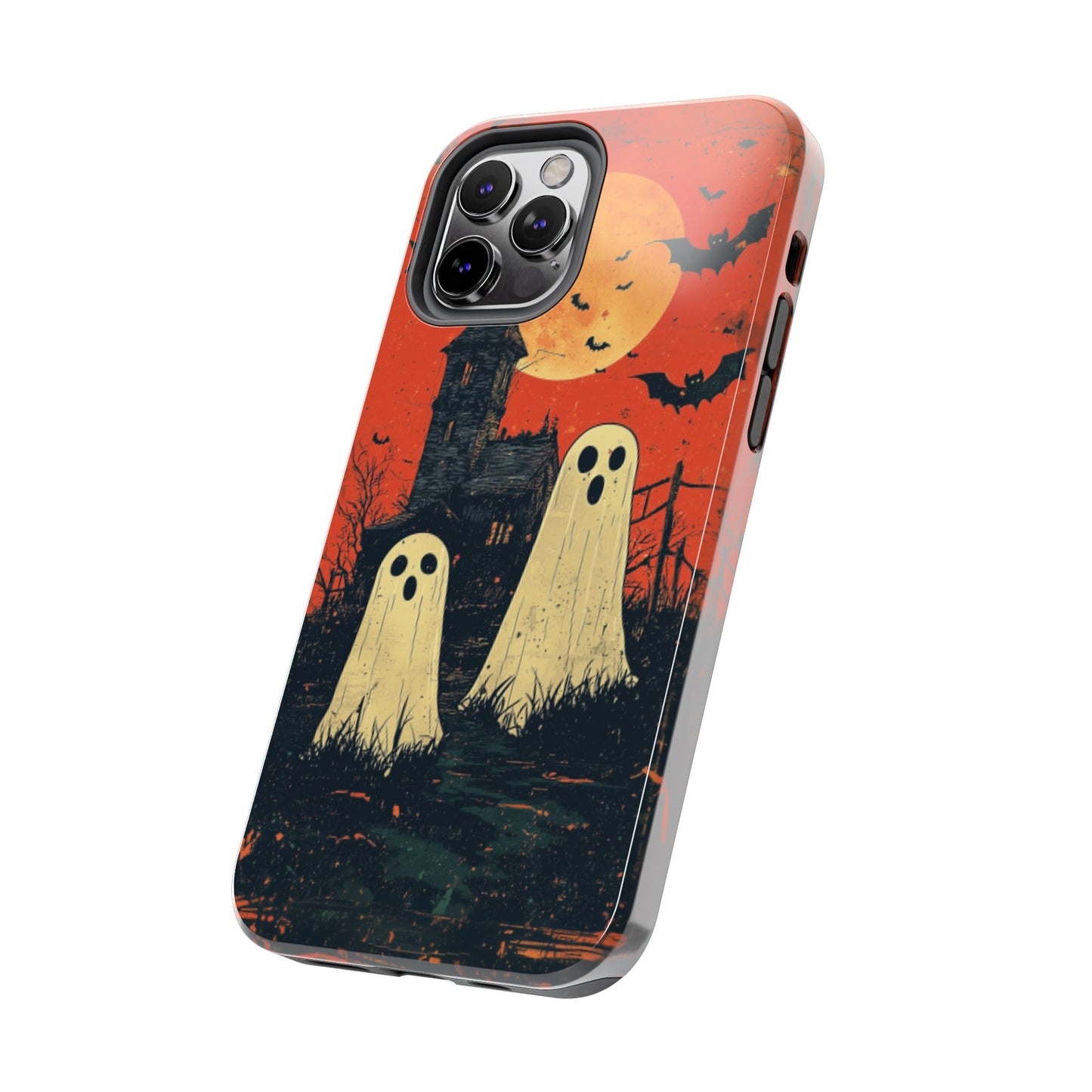 Haunted House & Ghosts iPhone Case – Spooky Halloween Full Moon Design