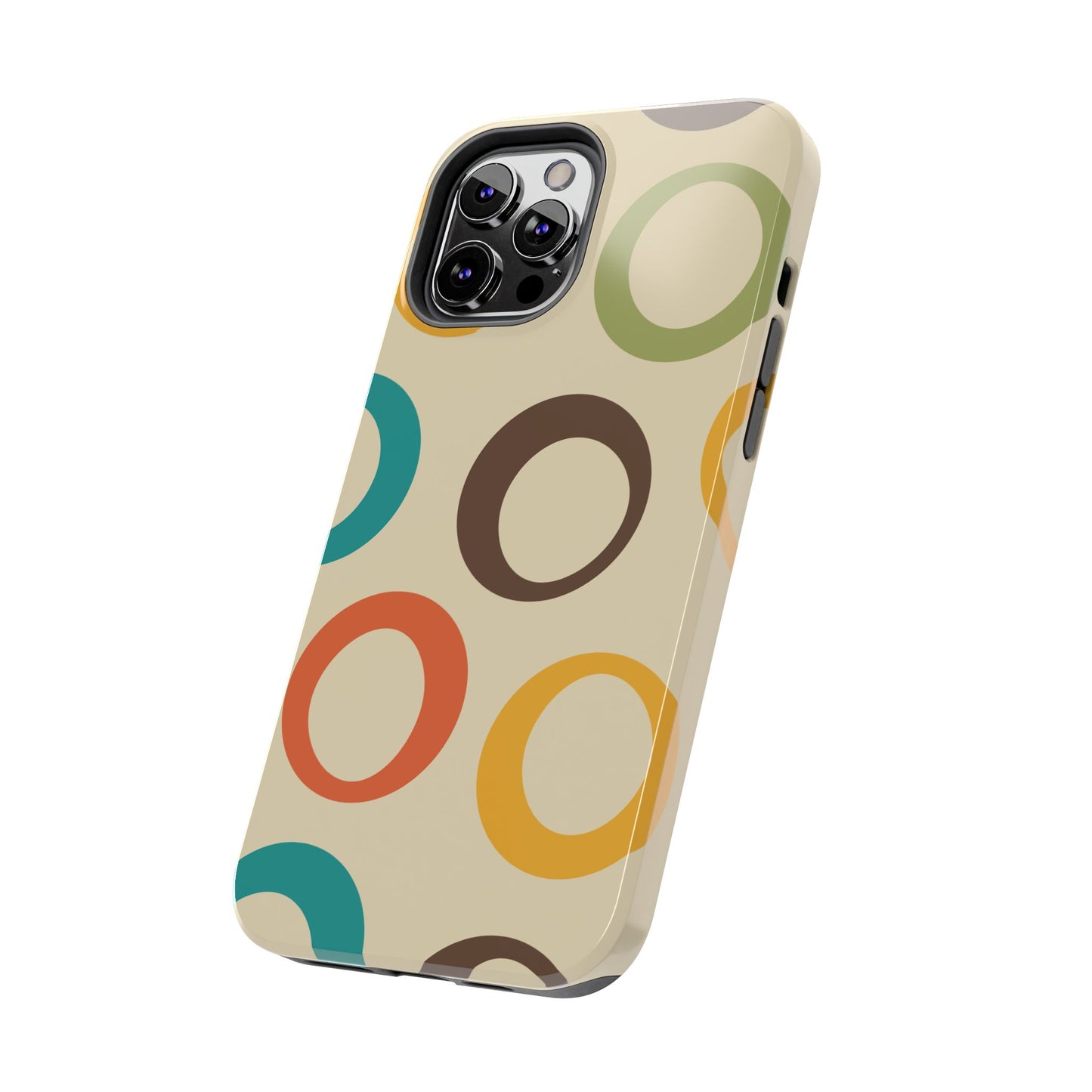 Retro Colorful Rings iPhone Case – Shockproof, Matte Finish, Dual-Layer Protection