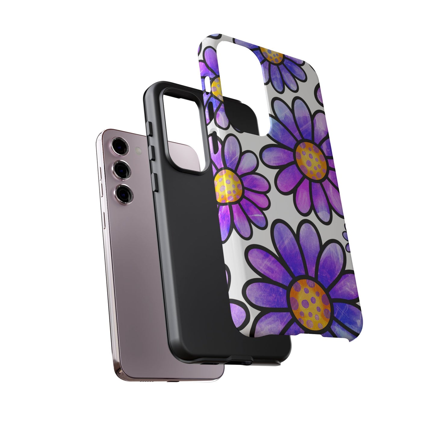 Purple Daisy Delight Samsung Galaxy Case – Slim Profile, Glossy Finish