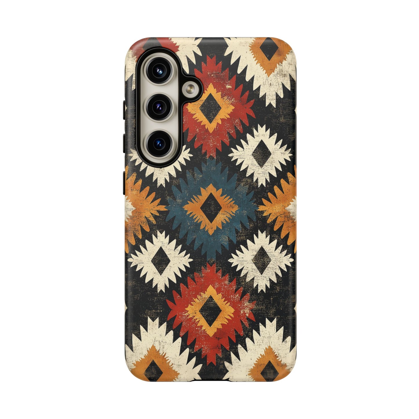 Rustic Tribal Sunburst Tough Samsung Galaxy  Case – Vibrant Geometric Design, Dual-Layer Protection