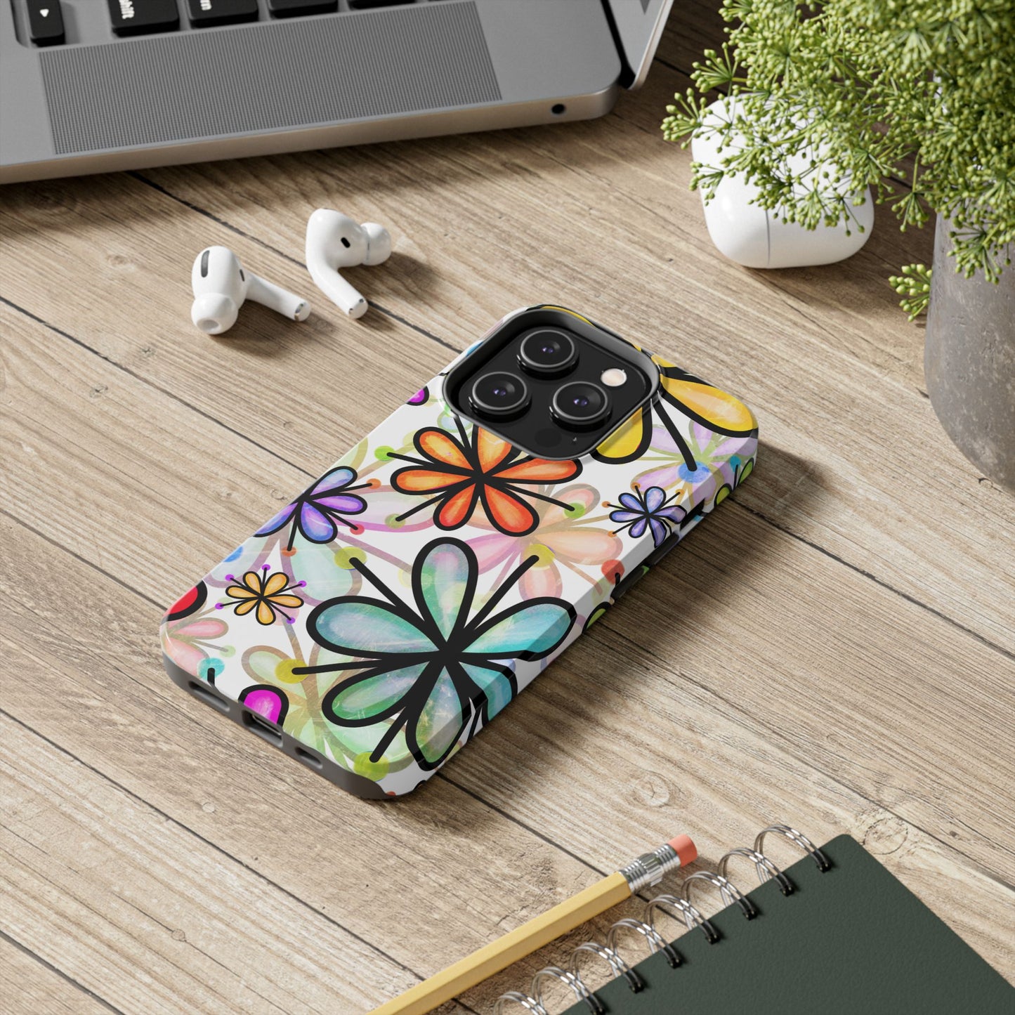 Retro Floral Pop iPhone Case – Ultra-Slim Design, High-Gloss Finish