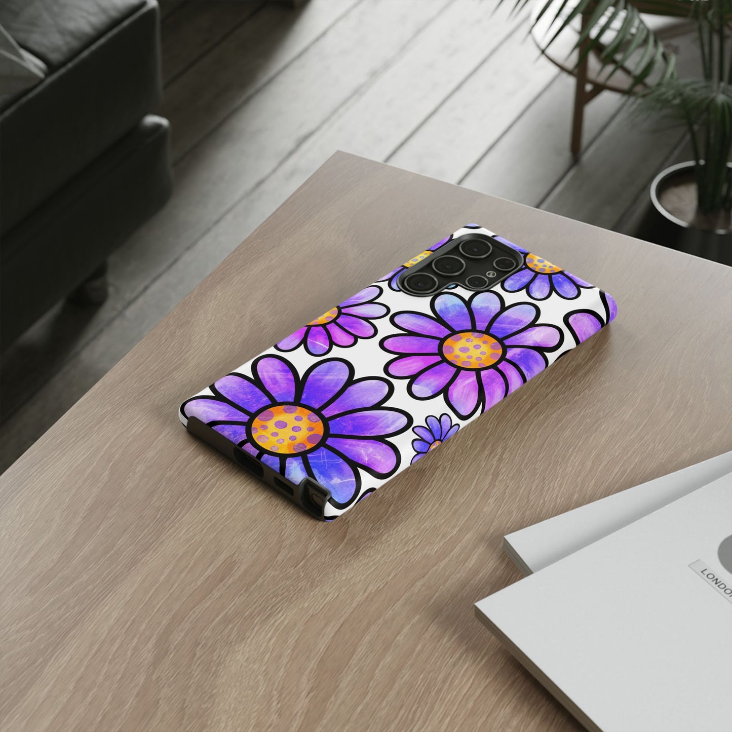Purple Daisy Delight Samsung Galaxy Case – Slim Profile, Glossy Finish