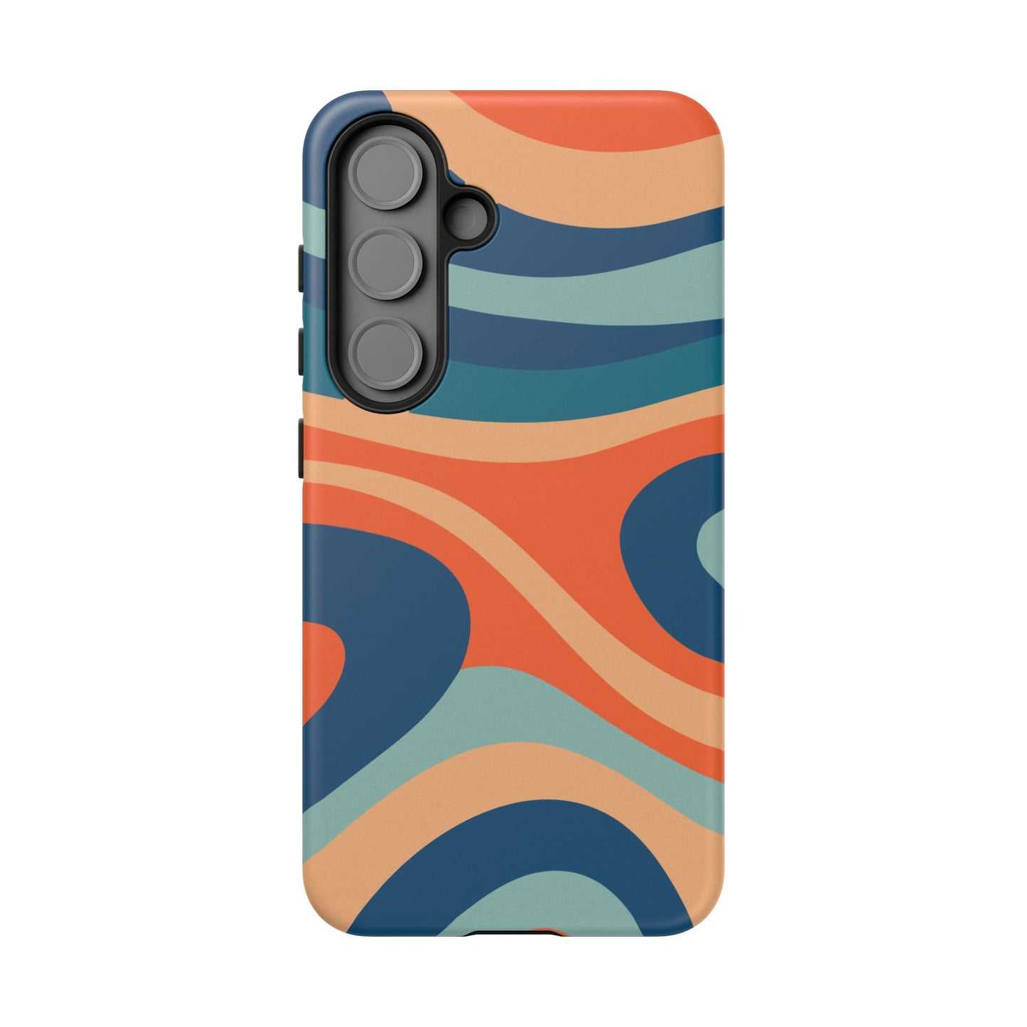Retro Vibe Wavy Stripes Samsung Galaxy Case – 70s-Inspired in Teal, Orange, and Rust