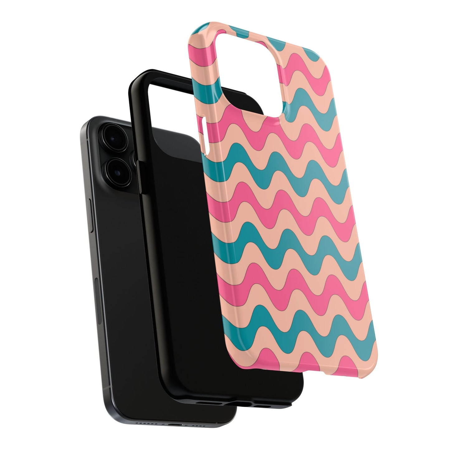 Retro Waves Pattern iPhone Case – Shockproof Design with Dual-Layer Protection