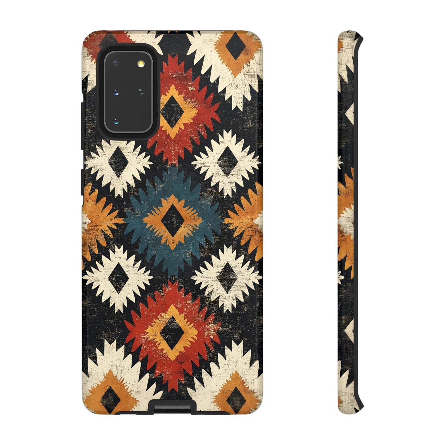 Rustic Tribal Sunburst Tough Samsung Galaxy  Case – Vibrant Geometric Design, Dual-Layer Protection