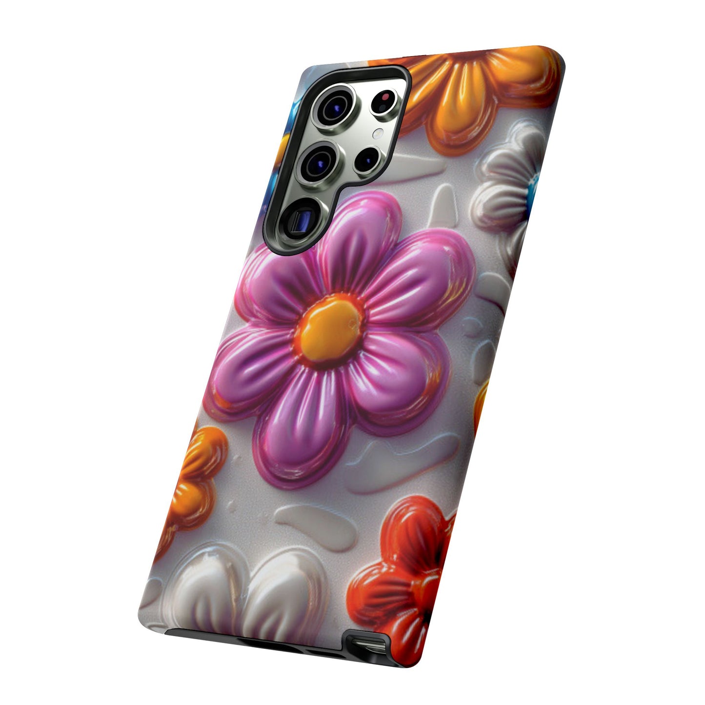 Glossy 3D Floral Samsung Galaxy  Case – Colorful Flower Pattern, Durable Protection
