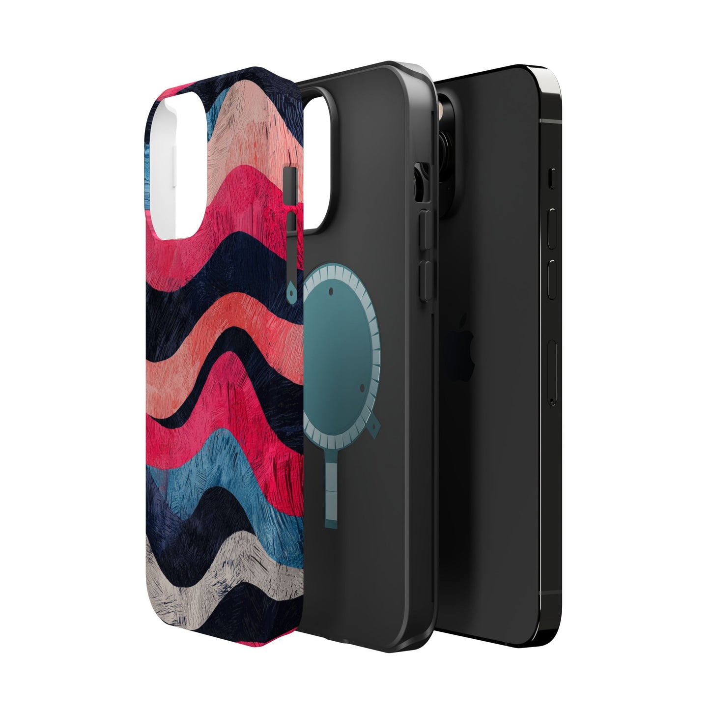 Abstract Wave Pattern MagSafe iPhone Case – Shockproof, Matte Finish, Dual-Layer Protection