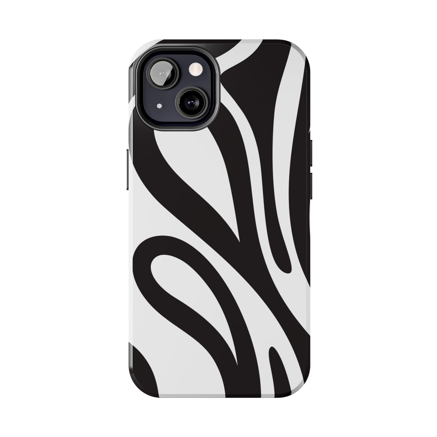 Modern Black and White Abstract Tough iPhone Case – Bold Graphic Pattern with Dual-Layer Protection