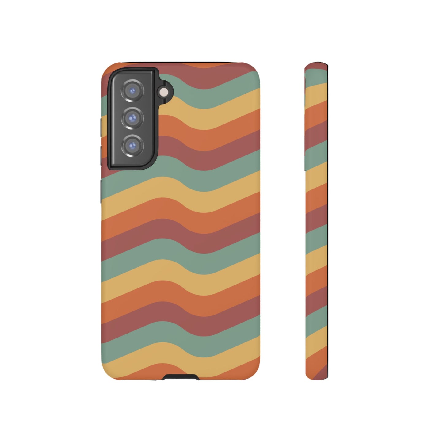 Retro Vibe Wavy Stripes Samsung Galaxy Case – 70s-Inspired in Teal, Orange, and Rust