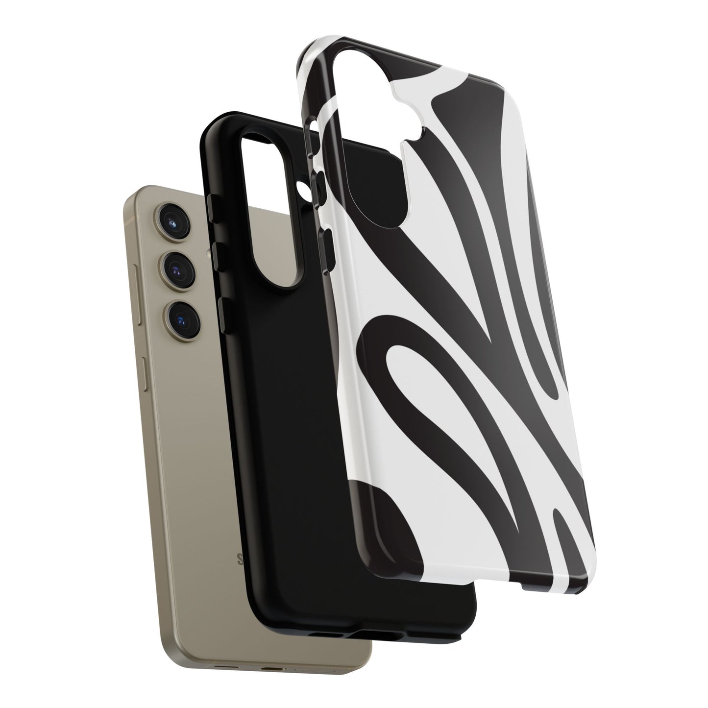 Modern Black and White Abstract Tough Samsung Galaxy Case – Bold Graphic Pattern with Dual-Layer Protection
