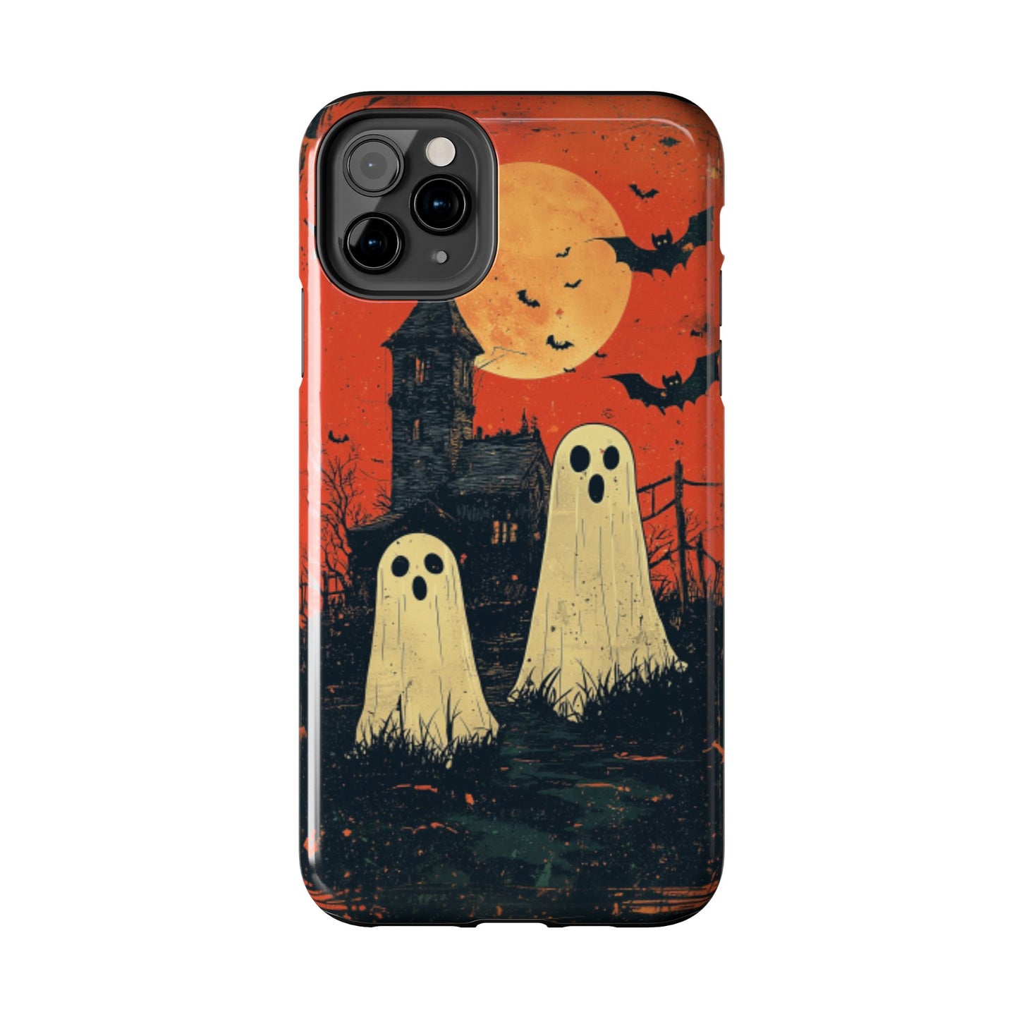 Haunted House & Ghosts iPhone Case – Spooky Halloween Full Moon Design