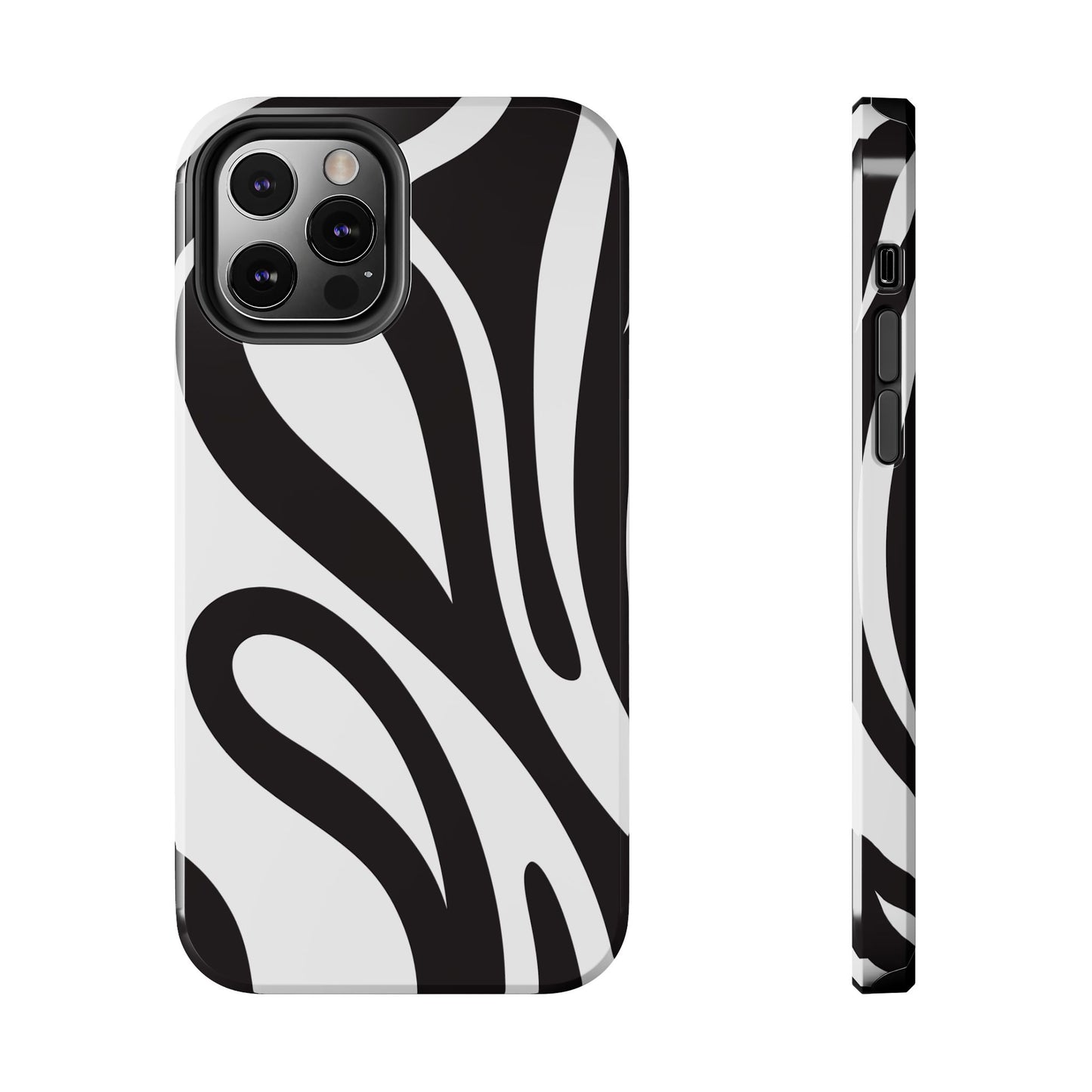 Modern Black and White Abstract Tough iPhone Case – Bold Graphic Pattern with Dual-Layer Protection