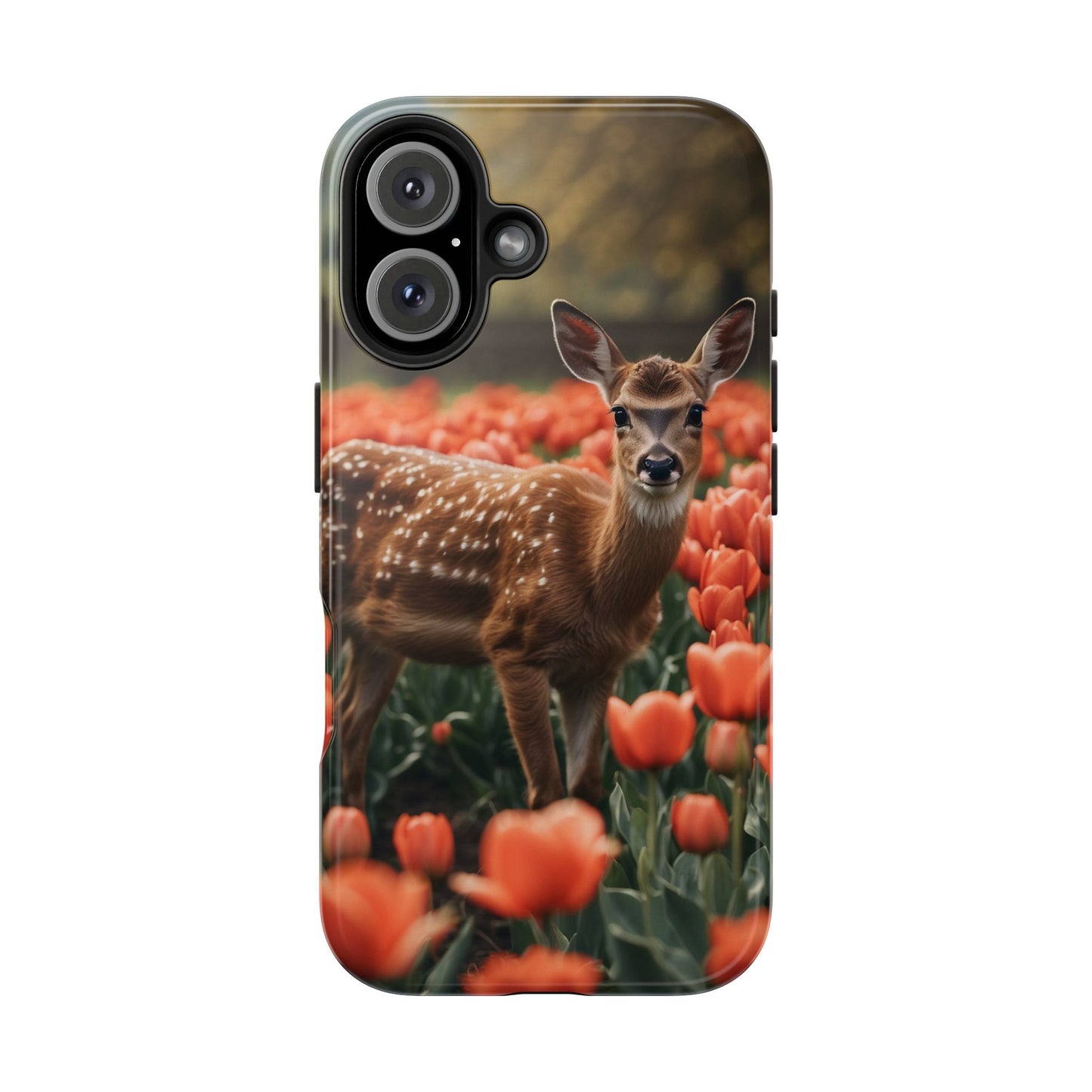 Fawn Among Tulips iPhone Case