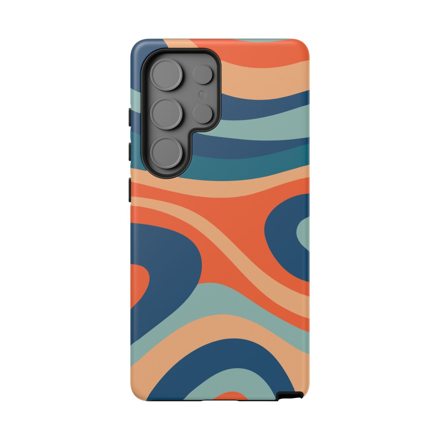 Retro Vibe Wavy Stripes Samsung Galaxy Case – 70s-Inspired in Teal, Orange, and Rust