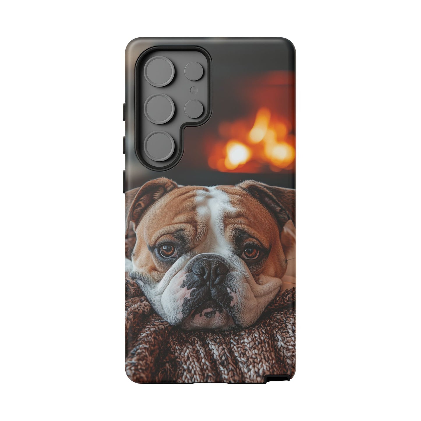 Cozy Bulldog Samsung Galaxy Case – Fireside-Inspired Protective Cover