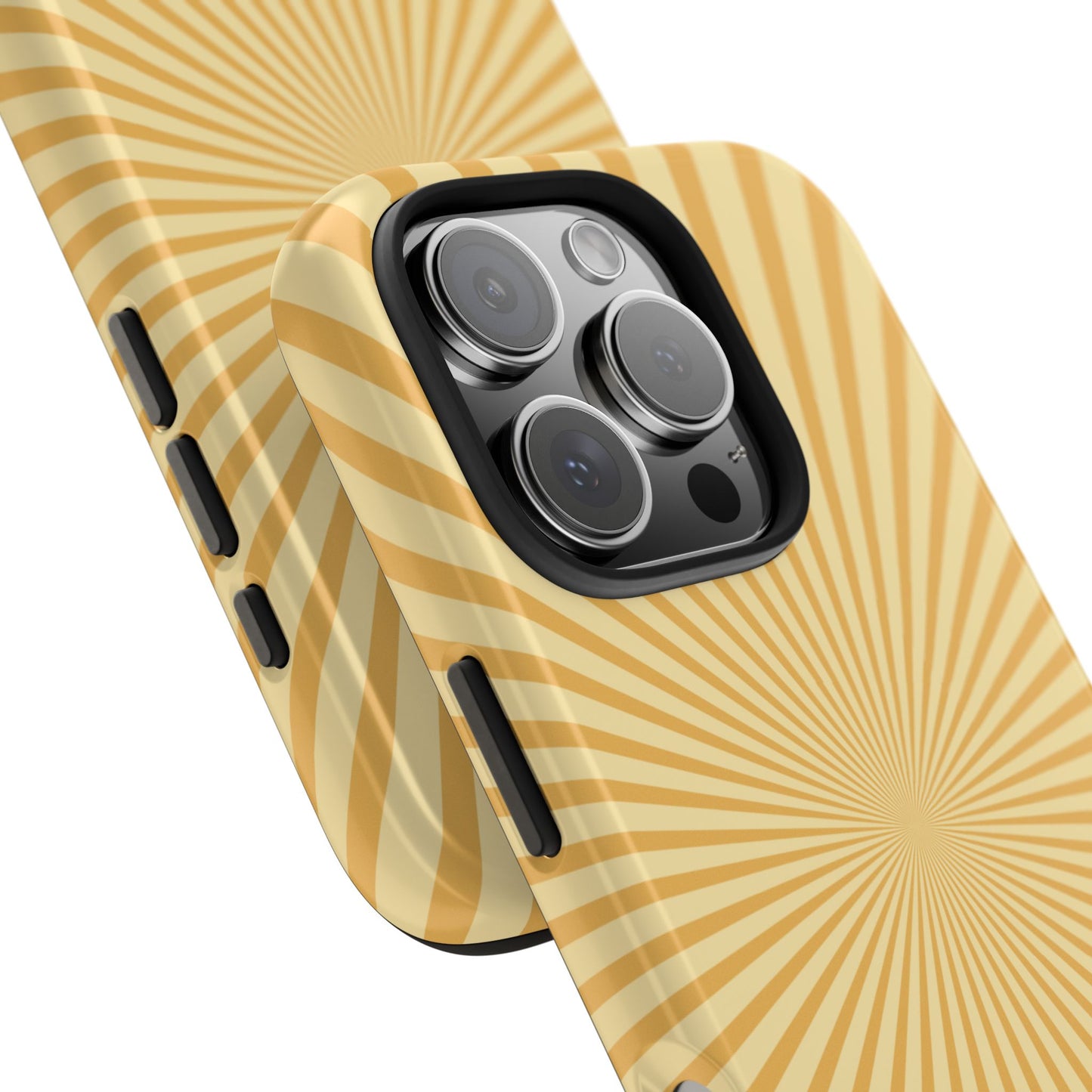 Golden Sunburst iPhone Case – Retro Radiant Design with Dual-Layer Protection