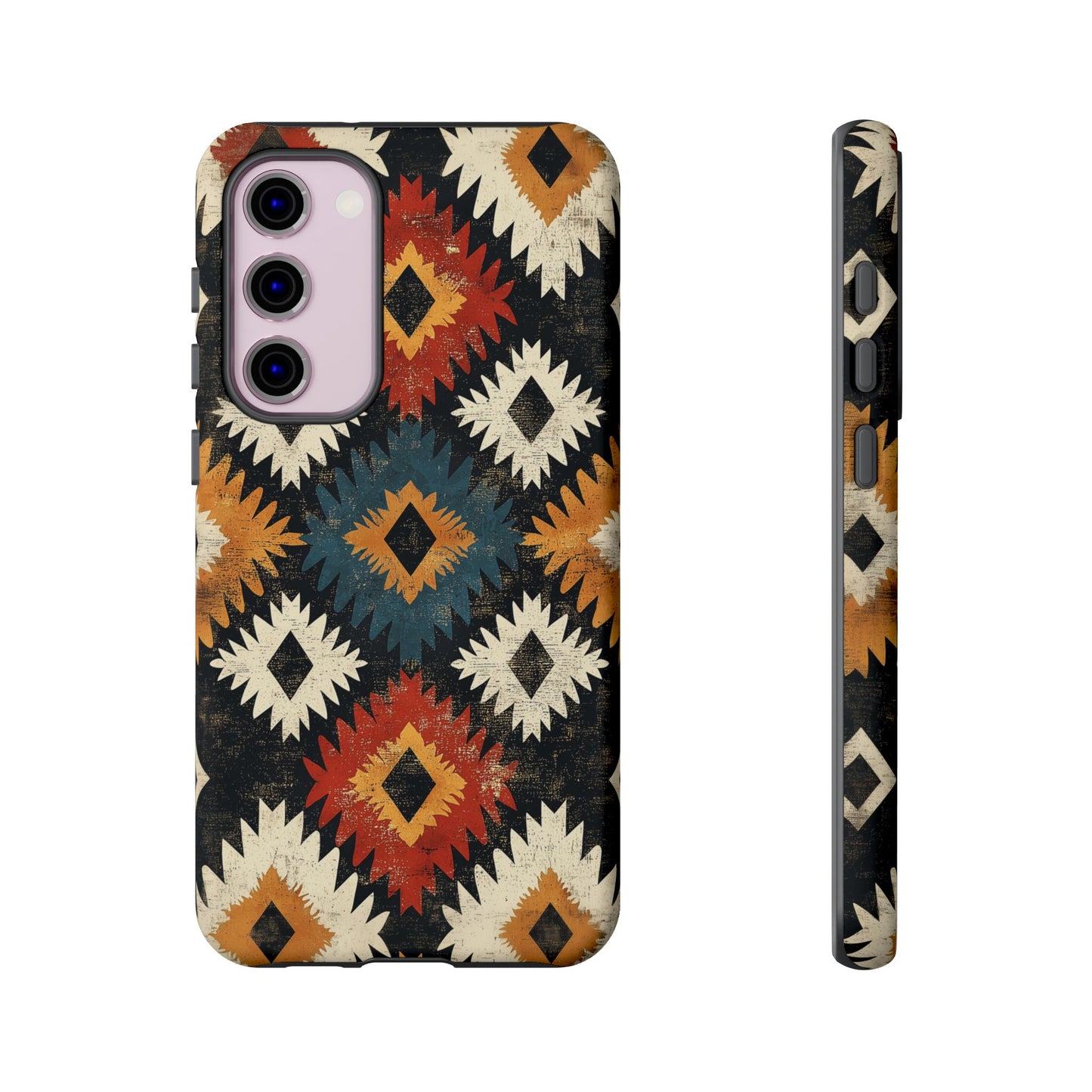 Rustic Tribal Sunburst Tough Samsung Galaxy  Case – Vibrant Geometric Design, Dual-Layer Protection
