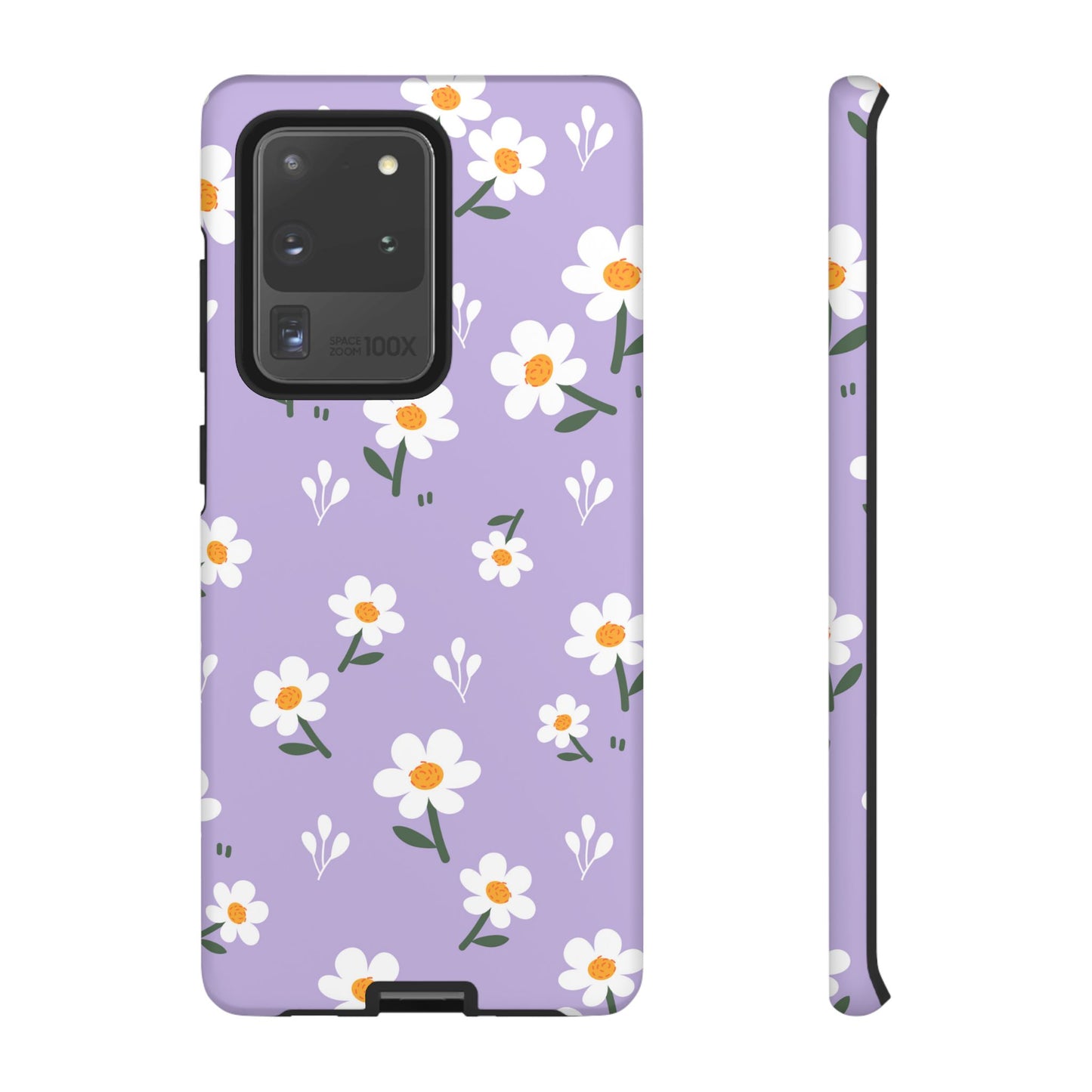 Purple Daisy Garden Samsung Galaxy Case – Soft Lavender Background, Shockproof Protection with Slim Fit