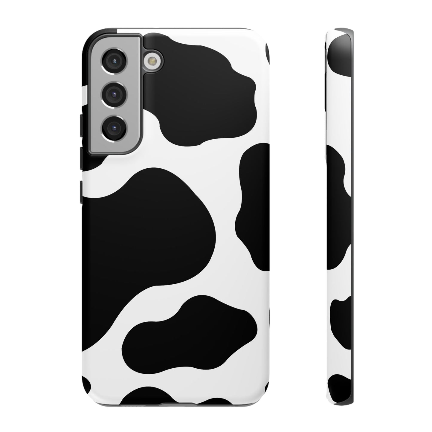 Chic Cow Print Tough Samsung Galaxy Case – Trendy Monochrome Animal Pattern with Dual-Layer Protection