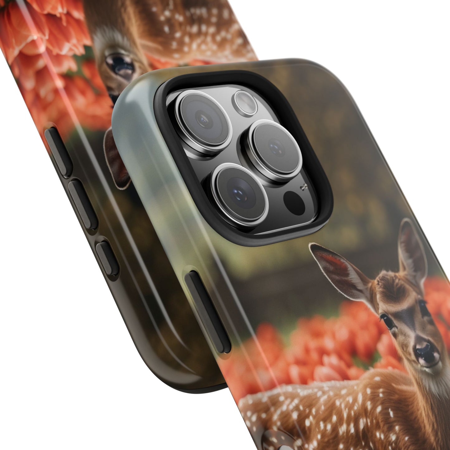 Fawn Among Tulips iPhone Case
