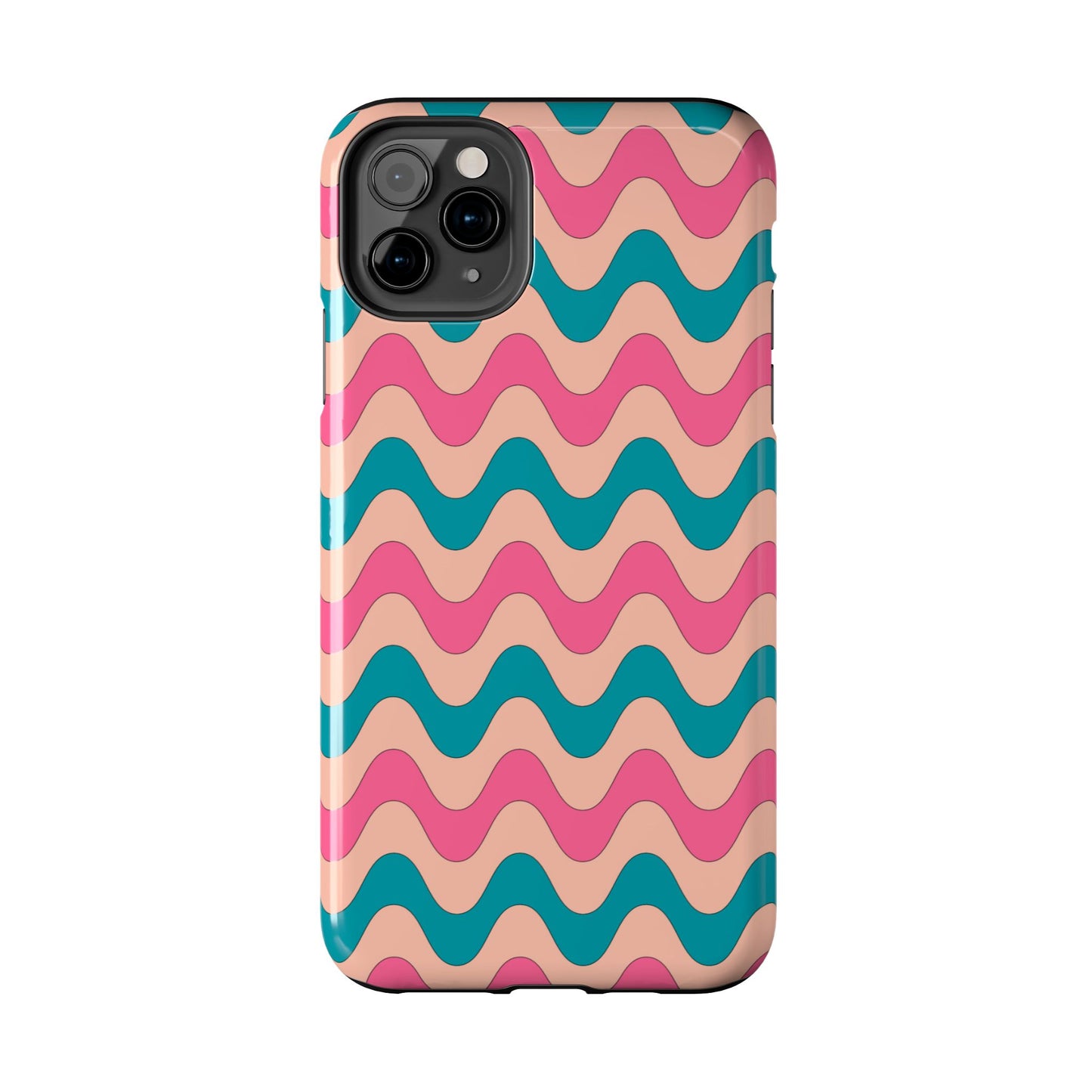 Retro Waves Pattern iPhone Case – Shockproof Design with Dual-Layer Protection