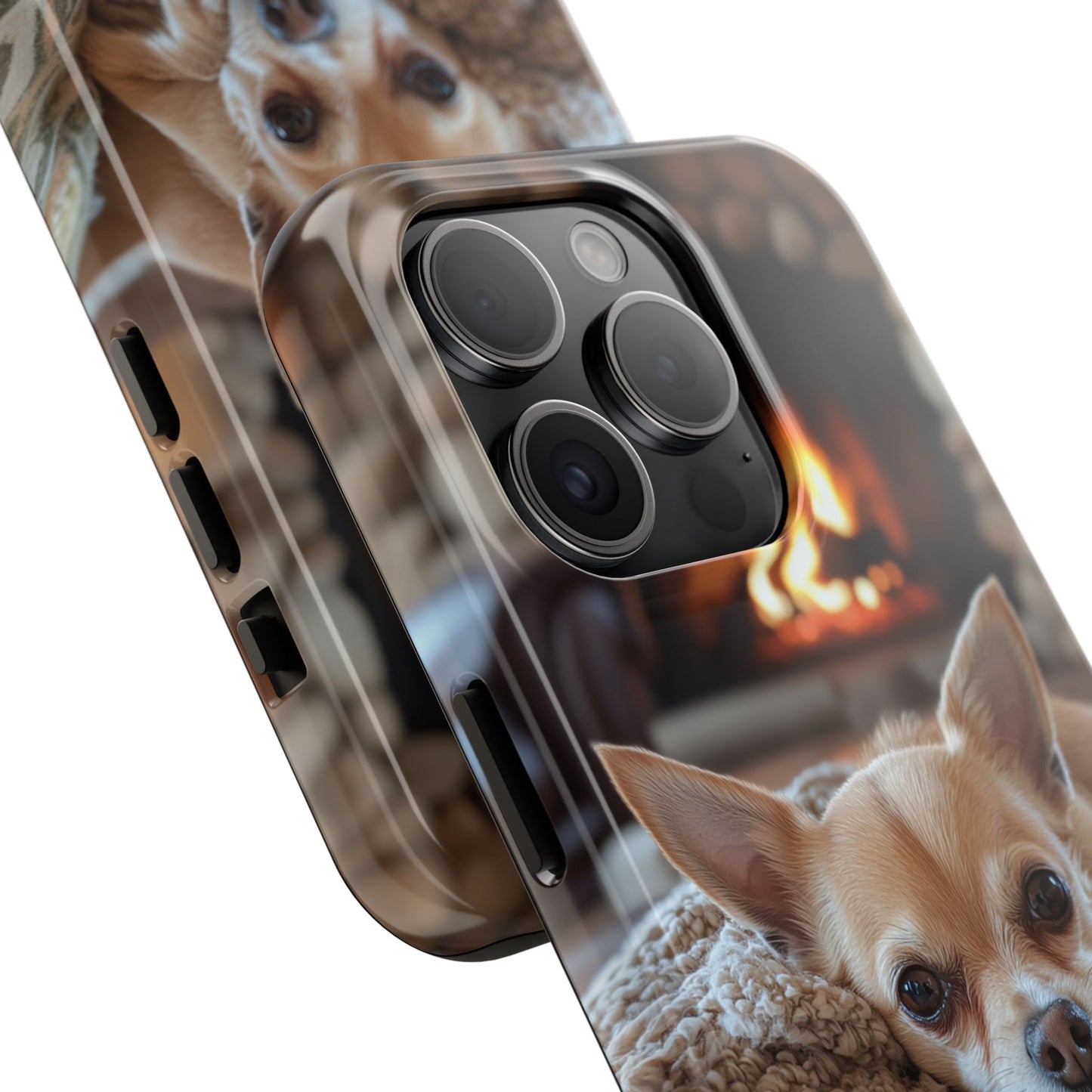 Relaxing Chihuahua by Fireplace iPhone Case – Warm and Stylish Protection