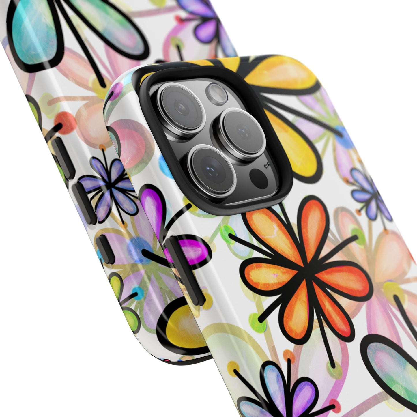 Retro Floral Pop iPhone Case – Ultra-Slim Design, High-Gloss Finish