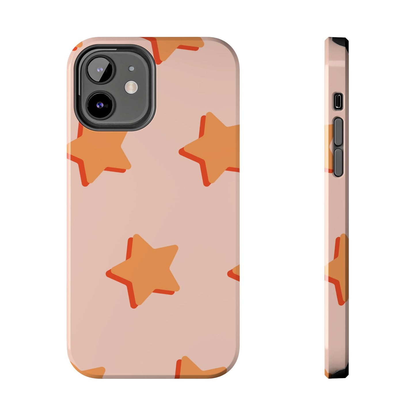 Retro Orange Stars iPhone Case – Shock-Resistant, Smooth Matte Finish, Dual-Layer Design