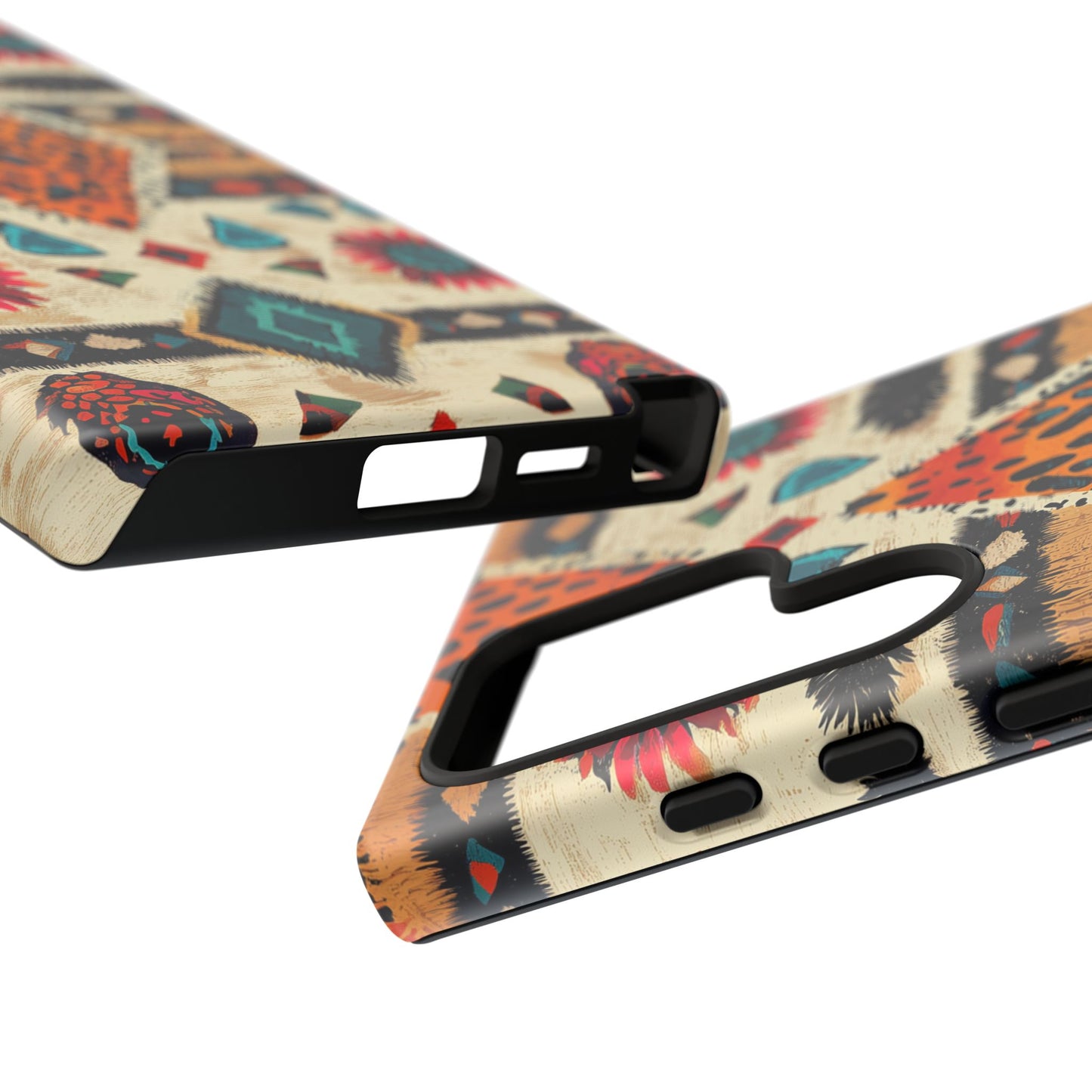 Wild Boho Leopard Print & Floral Tough Samsung Galaxy  Case – Eclectic Tribal Design, Dual-Layer Protection