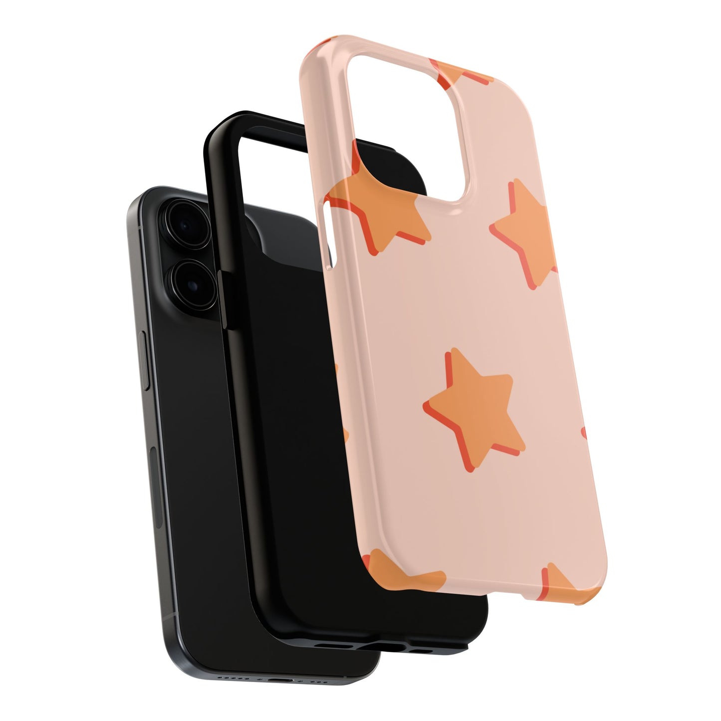 Retro Orange Stars iPhone Case – Shock-Resistant, Smooth Matte Finish, Dual-Layer Design
