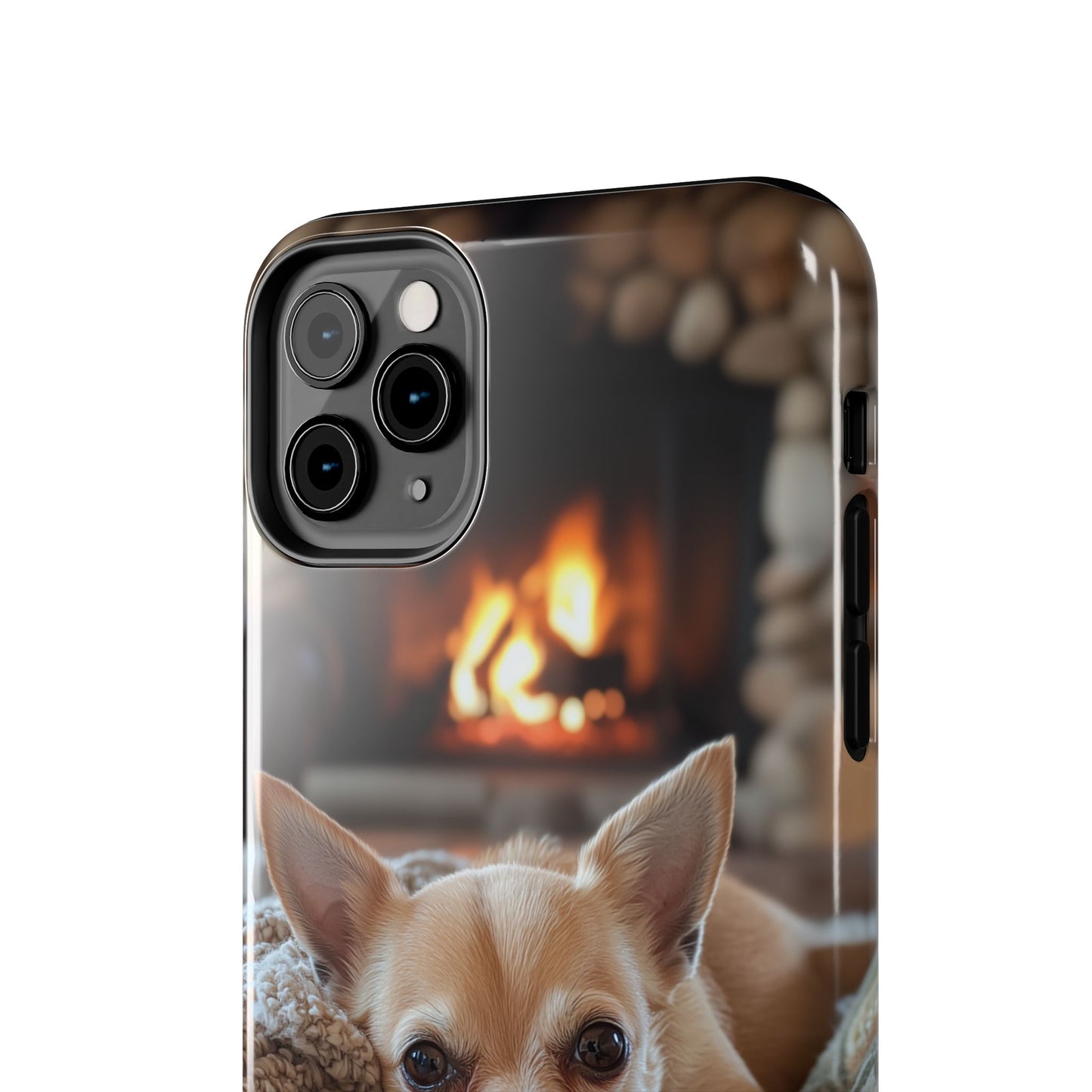 Relaxing Chihuahua by Fireplace iPhone Case – Warm and Stylish Protection