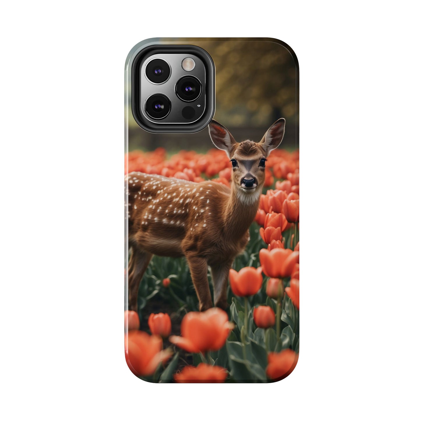 Fawn Among Tulips iPhone Case