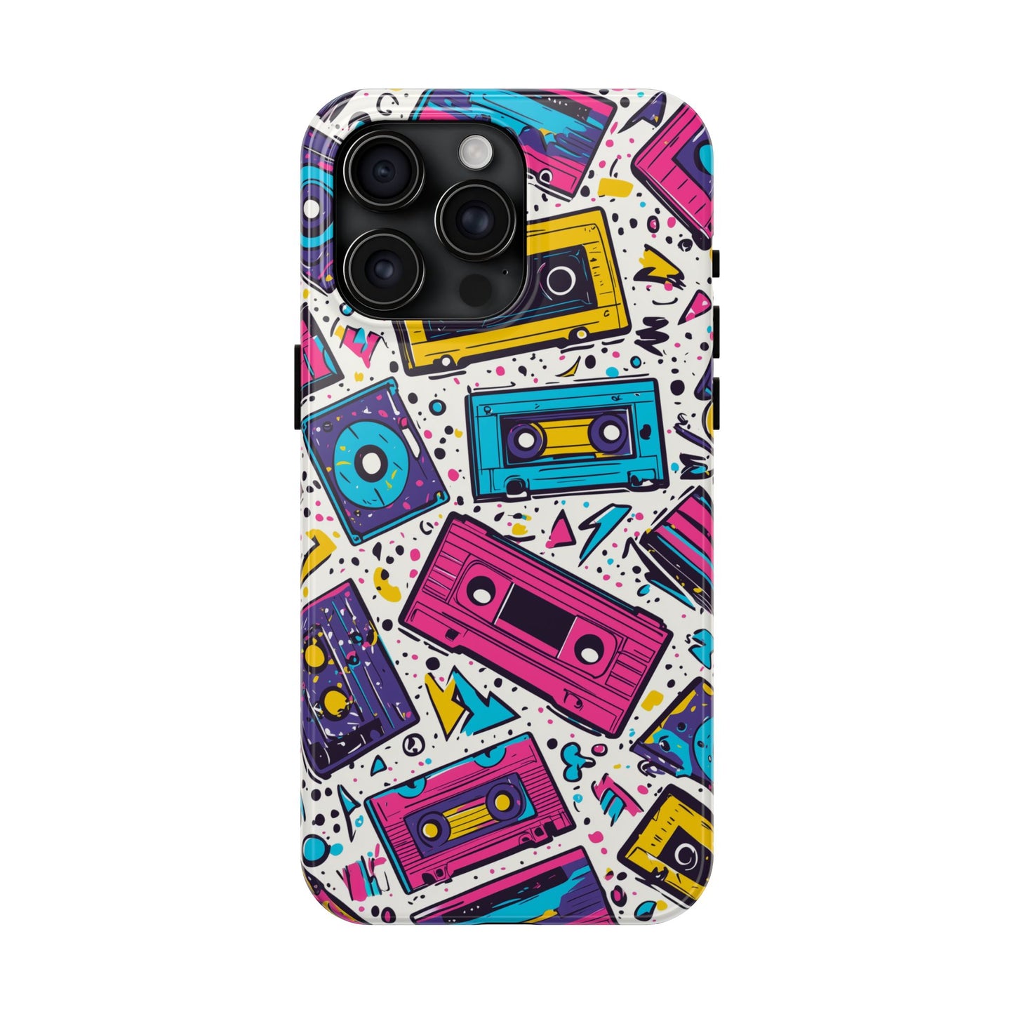 Retro Cassette Vibes Tough iPhone Case – Bold 80s Tape Design, Shockproof Protection - BOGO Cases