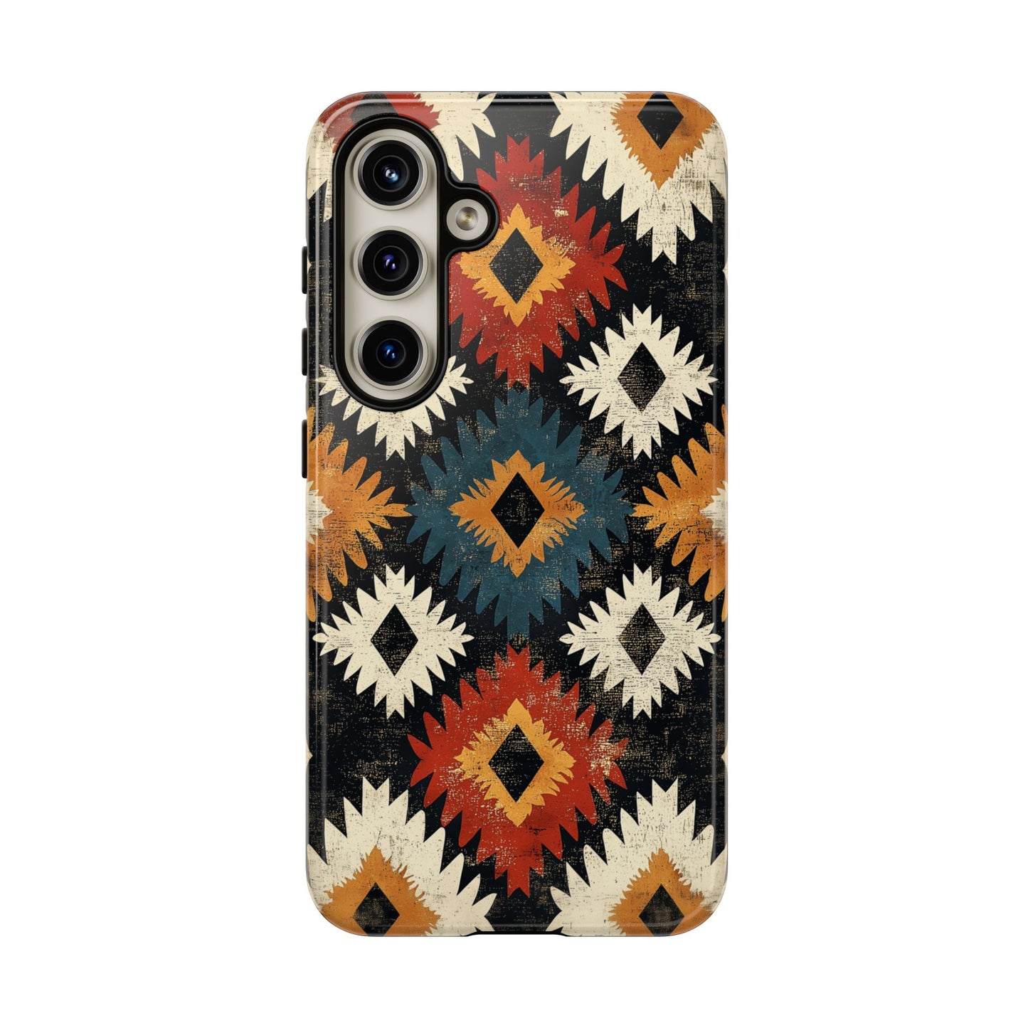 Rustic Tribal Sunburst Tough Samsung Galaxy  Case – Vibrant Geometric Design, Dual-Layer Protection