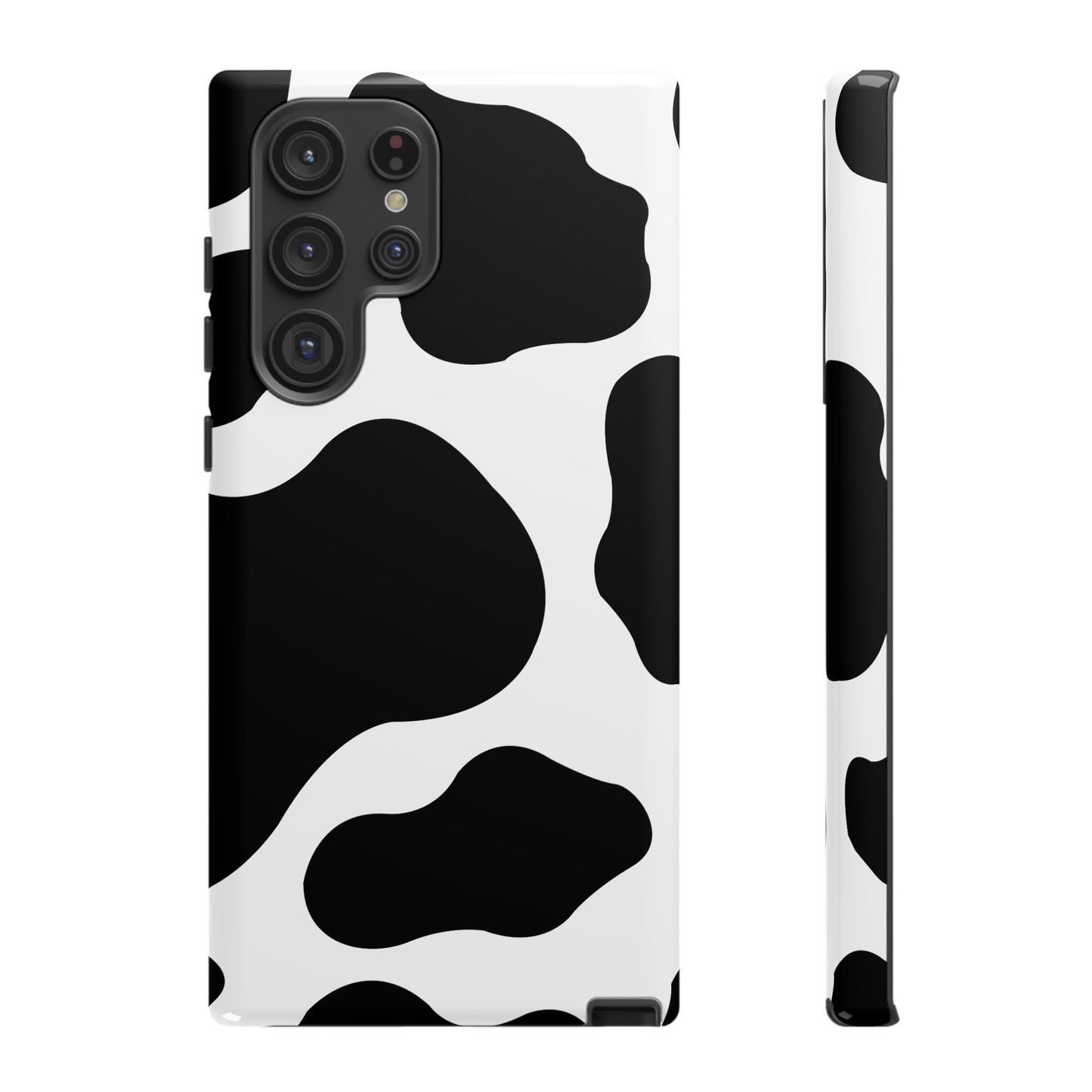 Chic Cow Print Tough Samsung Galaxy Case – Trendy Monochrome Animal Pattern with Dual-Layer Protection