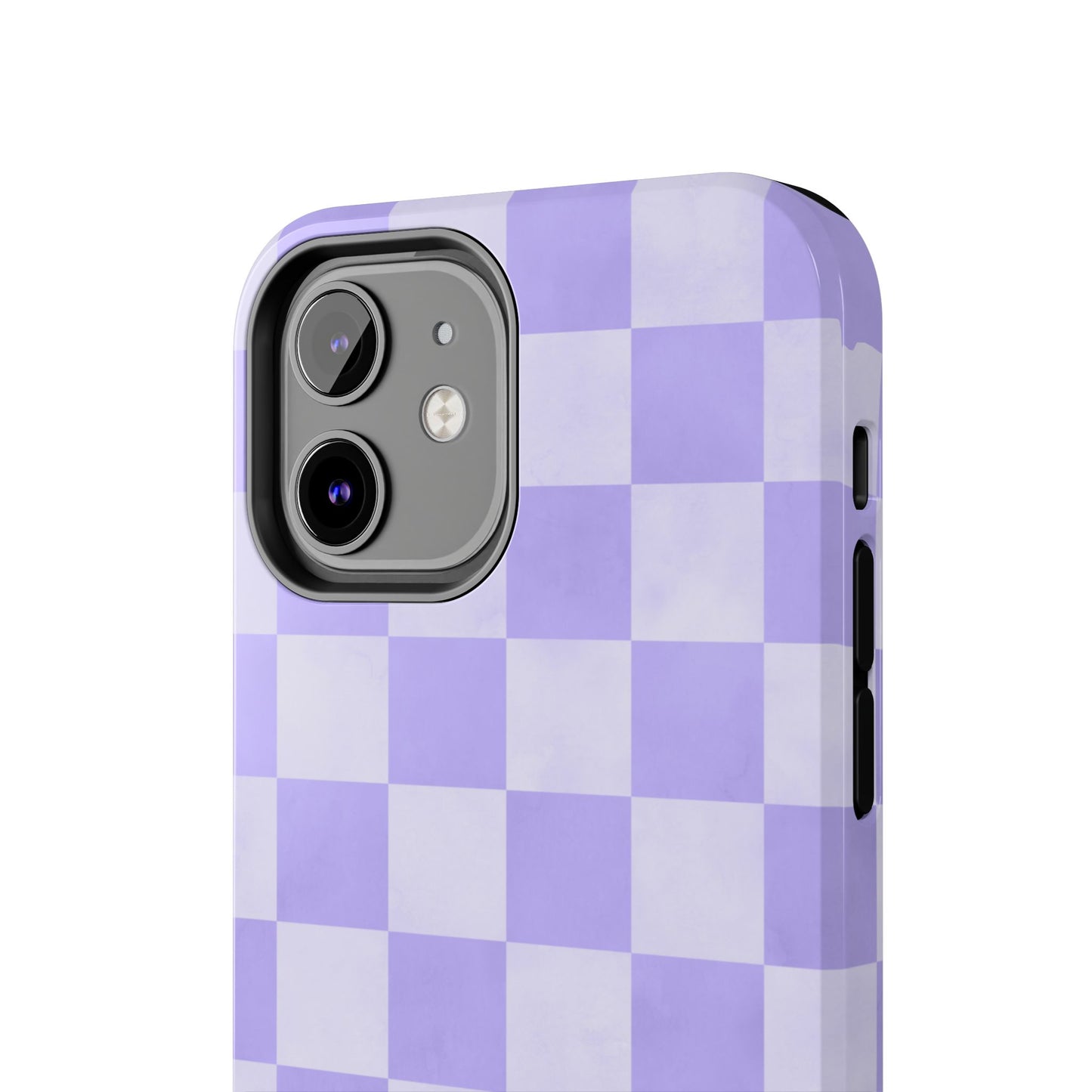 Lavender Checkerboard iPhone Case – Shockproof, Smooth Matte Finish, Dual-Layer Design